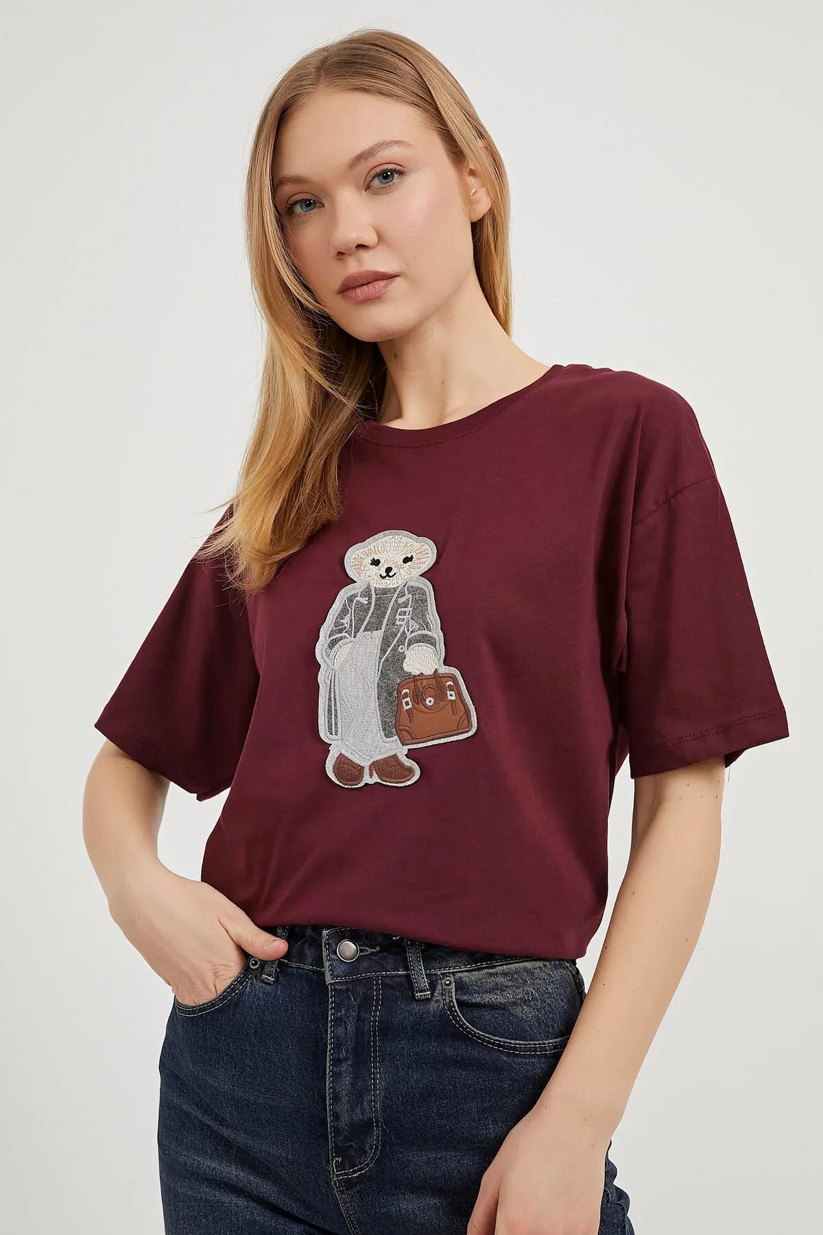 Aventien Ayıcık Nakışlı T-Shirt