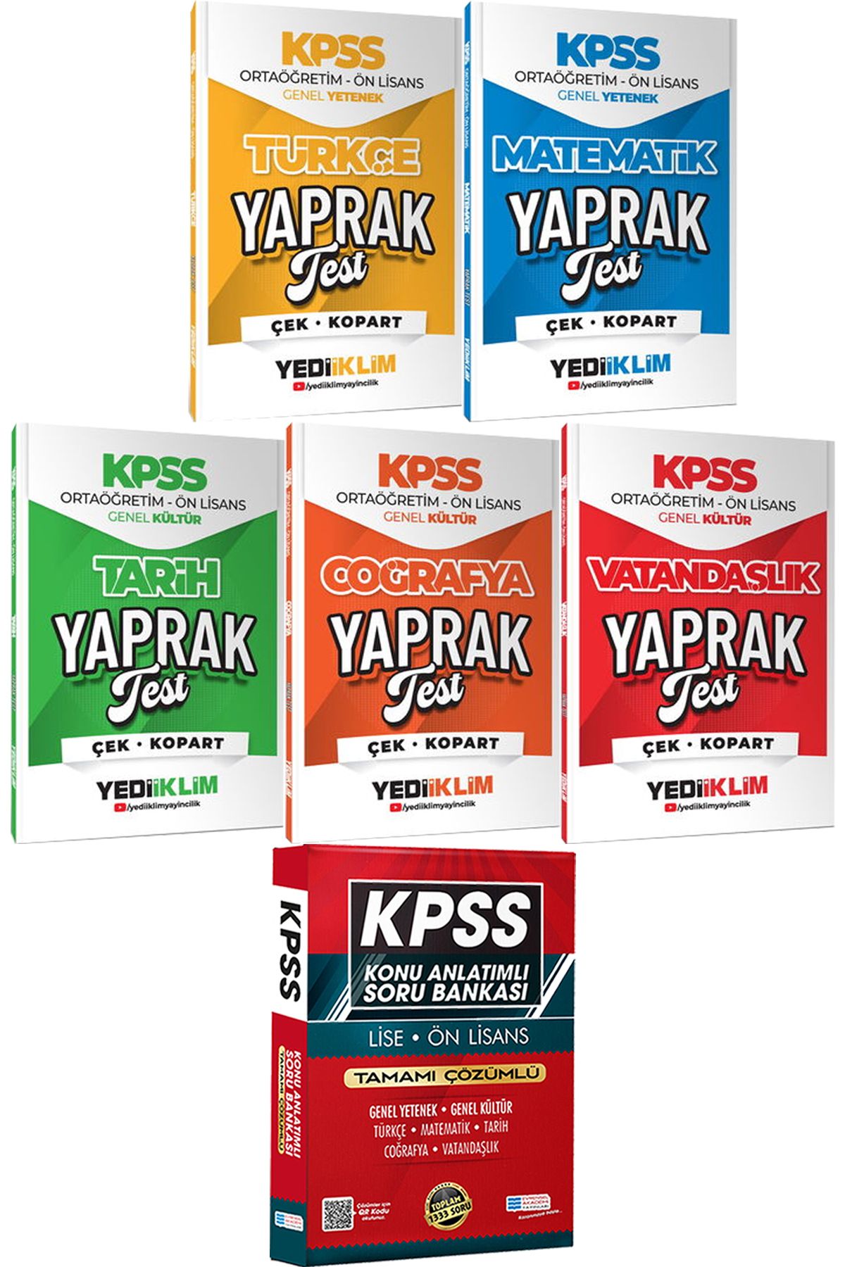 Yediiklim Yayınları Türkçe Matematik Tarih Coğrafya Vatandaşlık Çek Kopart Yaprak Test - Lise Önlisans Konu Ant. Soru