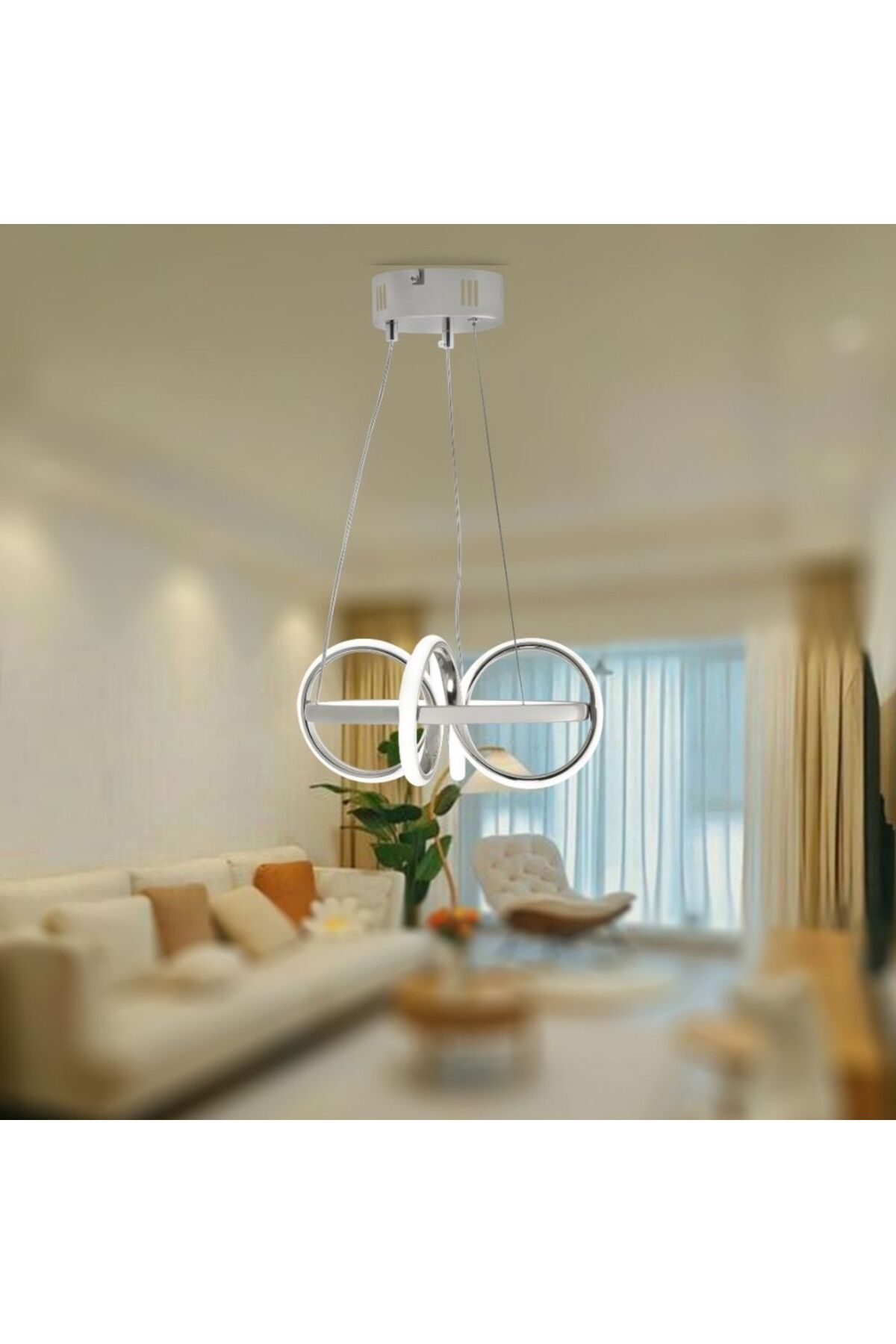 TT AYDINLATMA TT003-KR-GÜNIŞIĞI TT Aydınlatma GÜN IŞIĞI LED Sarmal Modeli Krom Kaplama Led Avize