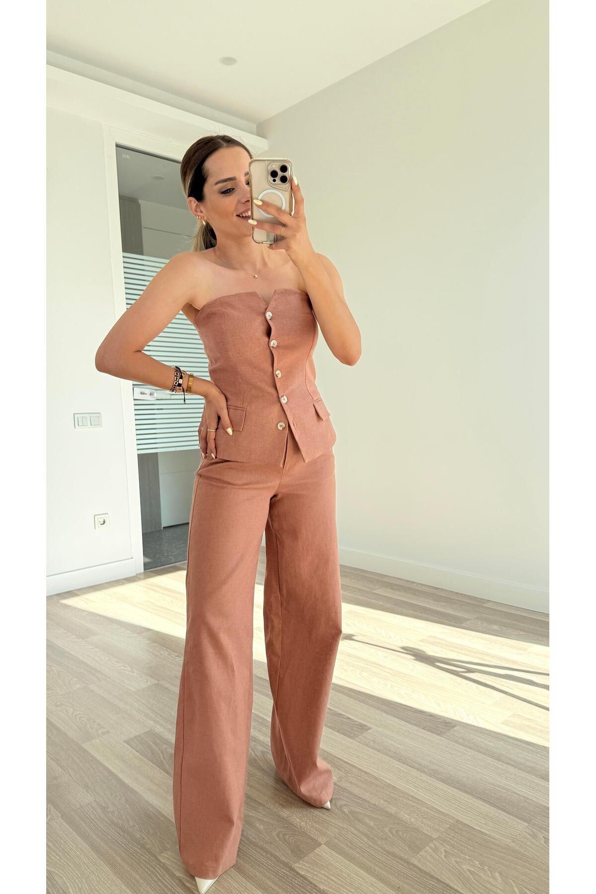 pelin yıldız butik Dublin Straplez Bluz Takım