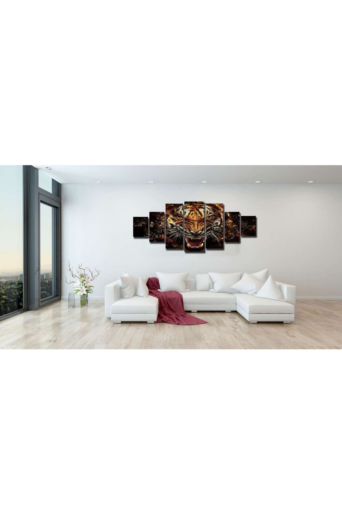 startonight-Set Tablou DualView Startonight Tigru puternic, 7 piese, 100 x 240 cm 3