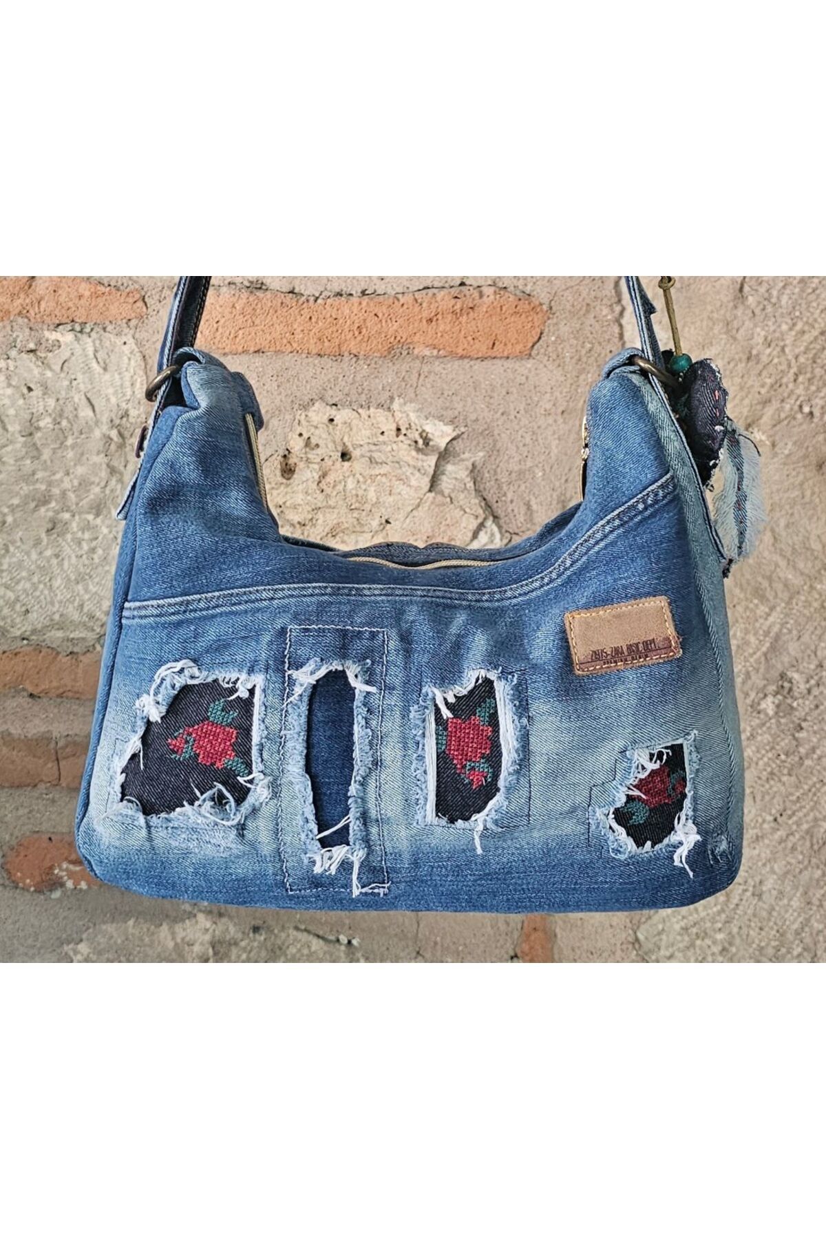 HİLALAKSESUAR10 Baget Model Mavi Renk Tasarım Denim Çanta