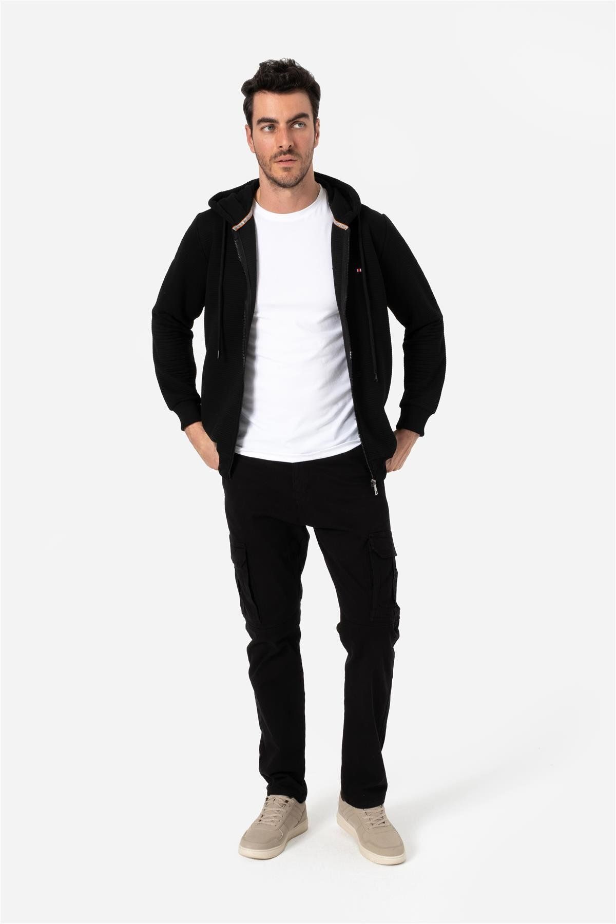 Brothers ERKEK RAHAT KESİM KAPÜŞONLU YANDAN CEPLİ LOGO NAKIŞLI SWEATSHIRT JABBAR SİYAH B06.242.693
