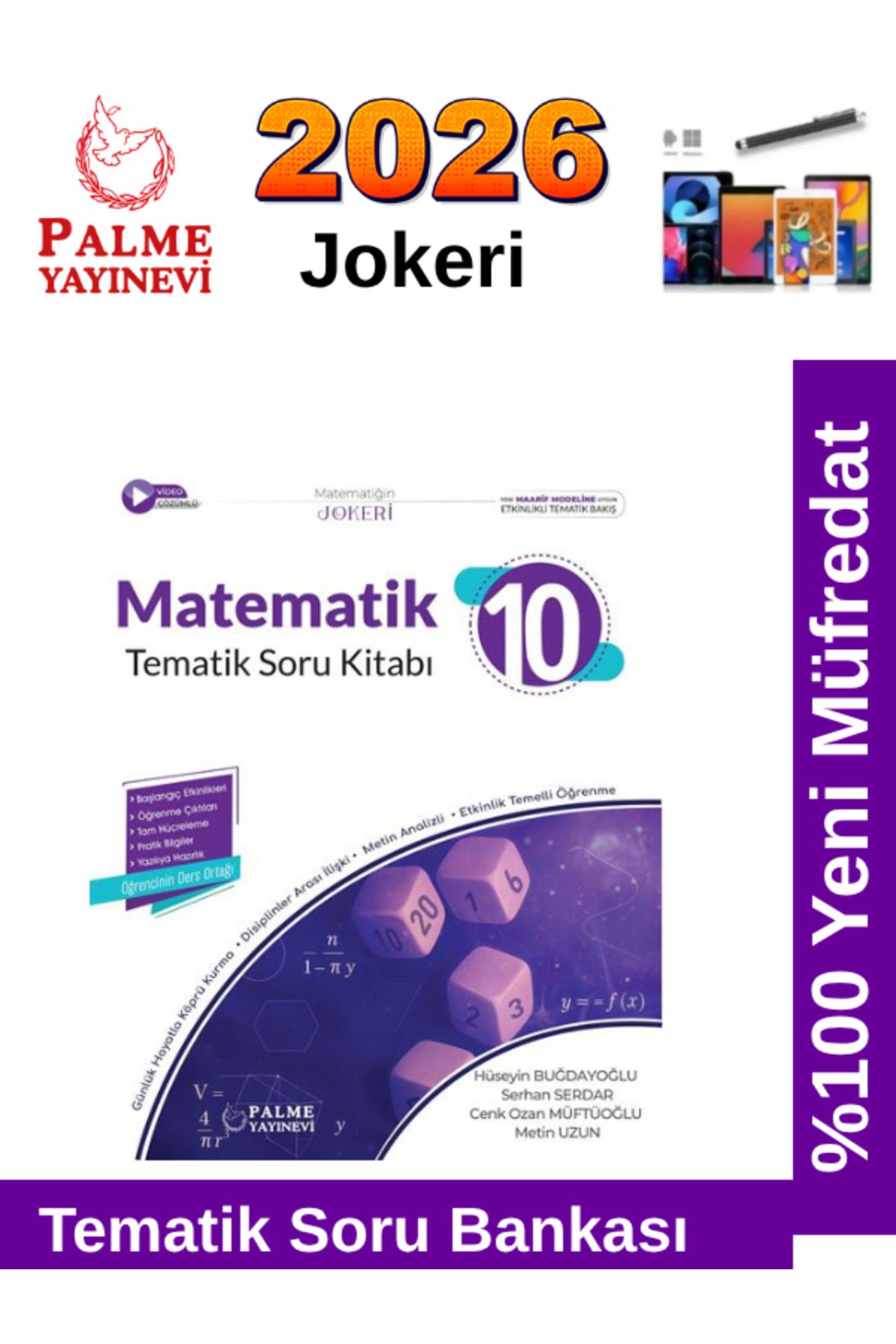 Palme Yayınevi 2026 10.Sınıf Matematik Jokeri Tematik %100 Yeni Müfredat Soru Bankası+Android Kalem