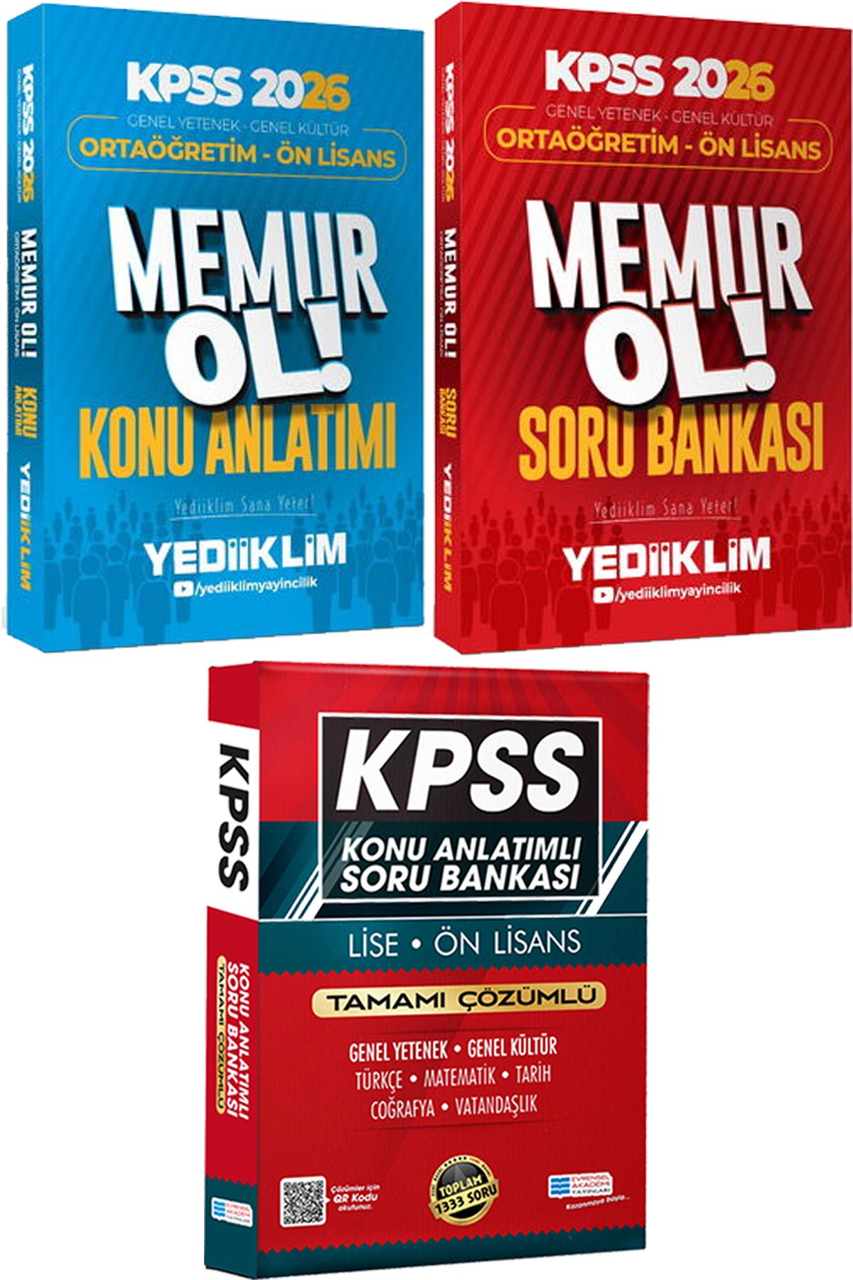 Yediiklim Yayınları 2026 Ortaöğretim-Önlisans Memur Ol Konu - Memur Ol Soru - Lise Önlisans Konu Ant. Soru