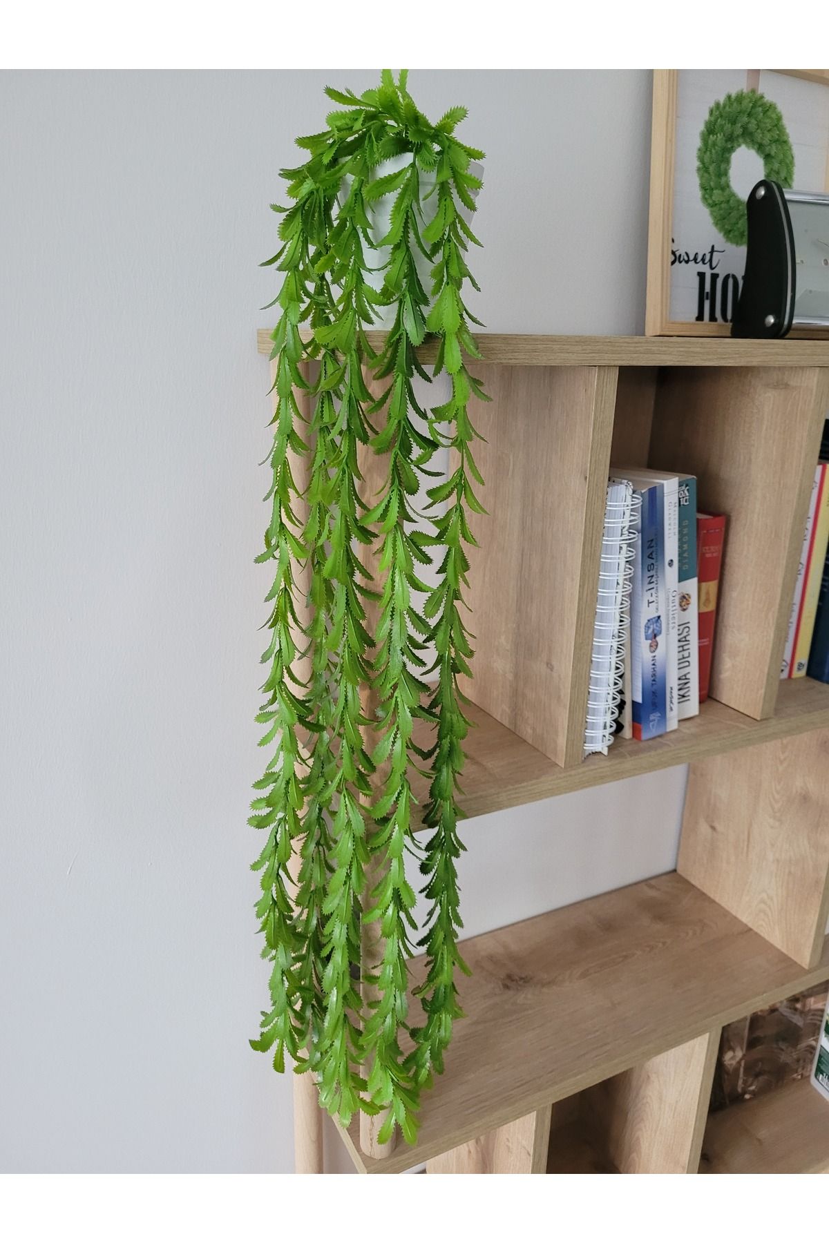 rosfloa rf Elmas Saksılı 5 Dallı Yoğun Yapraklı Yapay Bitki Çiçek Sarkıt Dekor (90 Cm)