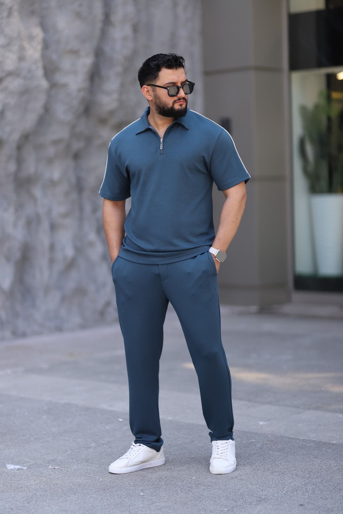 cto your style Erkek Polo yaka tişört rahat kalıp fermuar detaylı alt üst takım