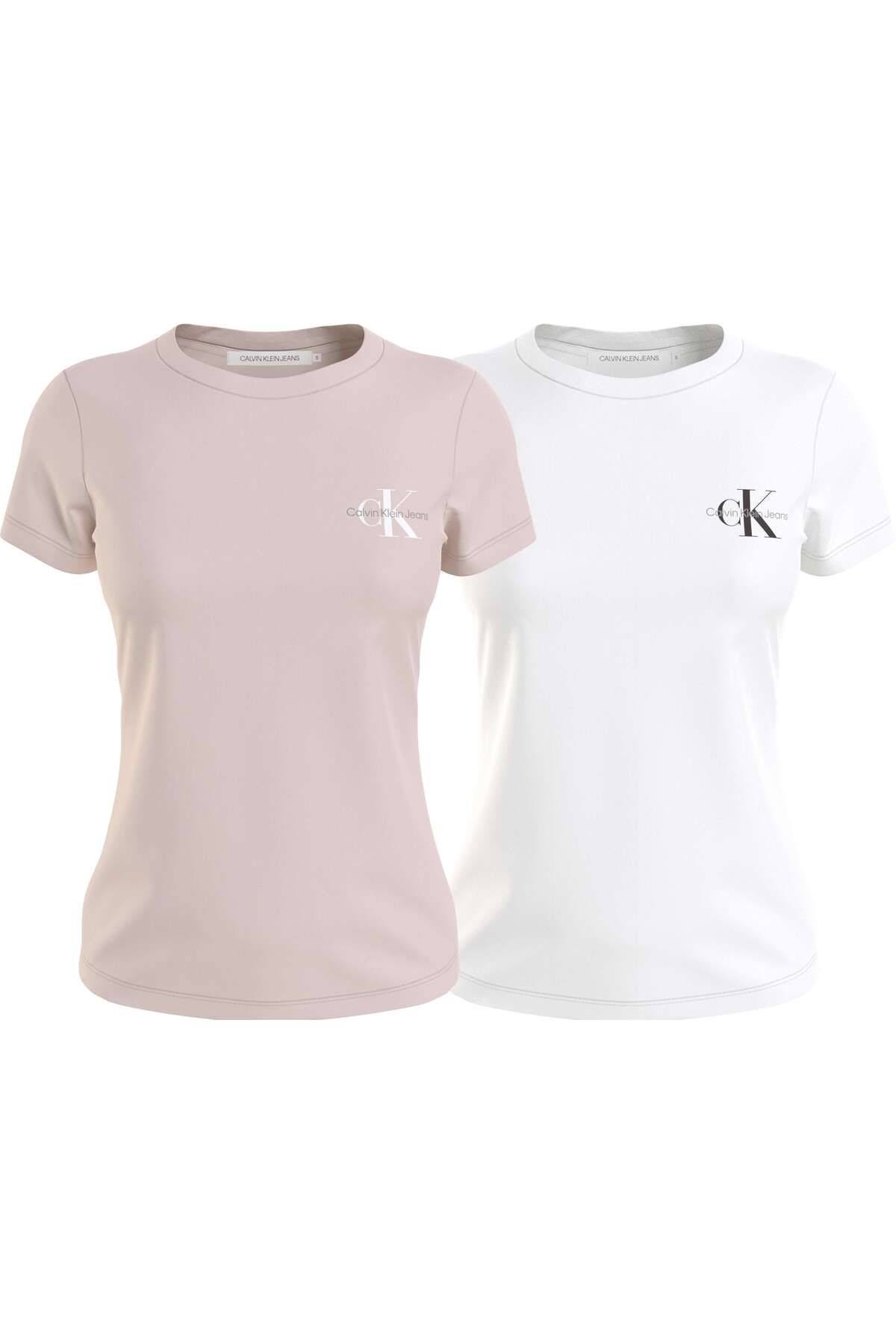 Calvin Klein 2-PACK MONOLOGO SLIM Pembe Kadın T-Shirt