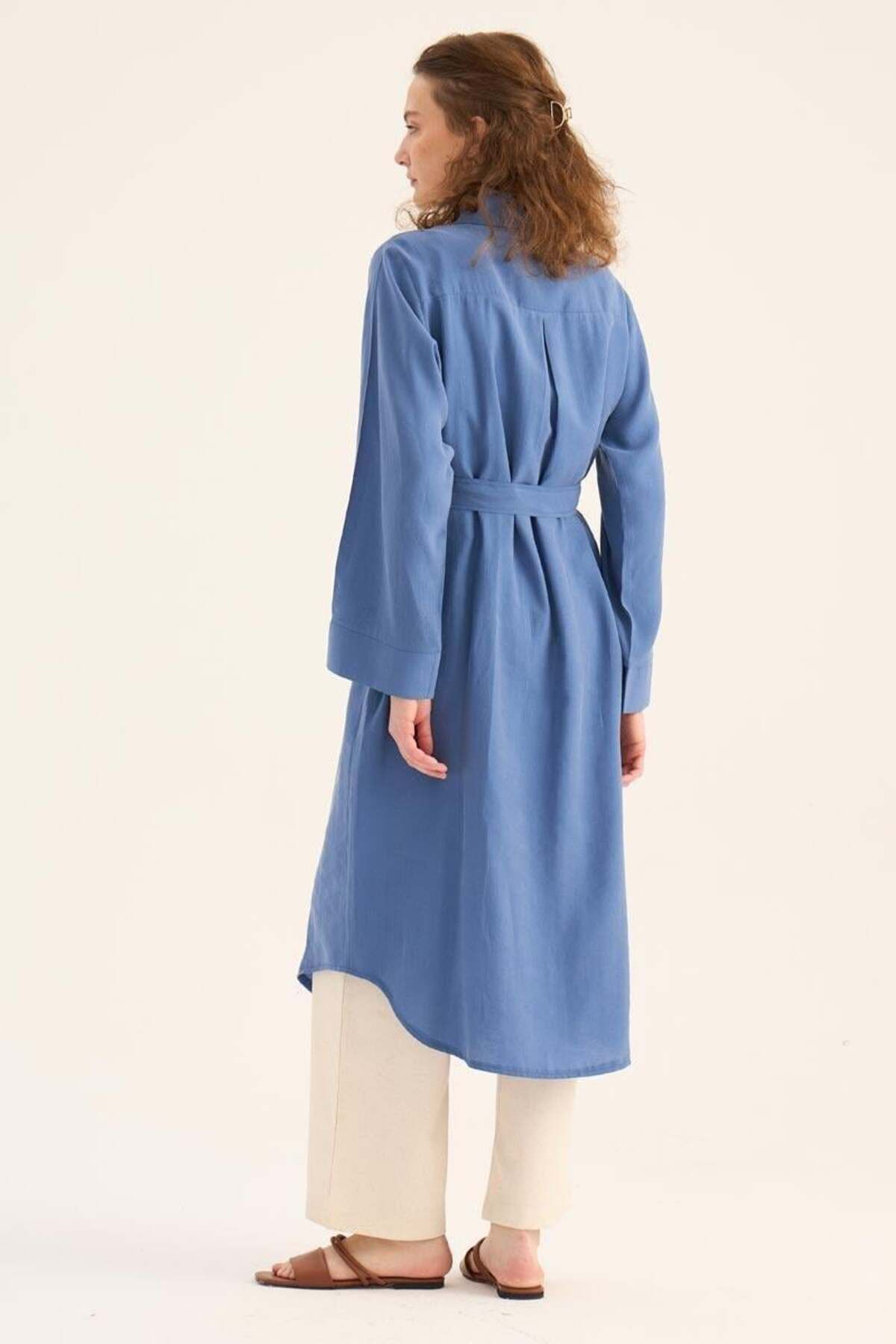 ALYOSHA FASHION Eteği Kavisli Tunik İndigo