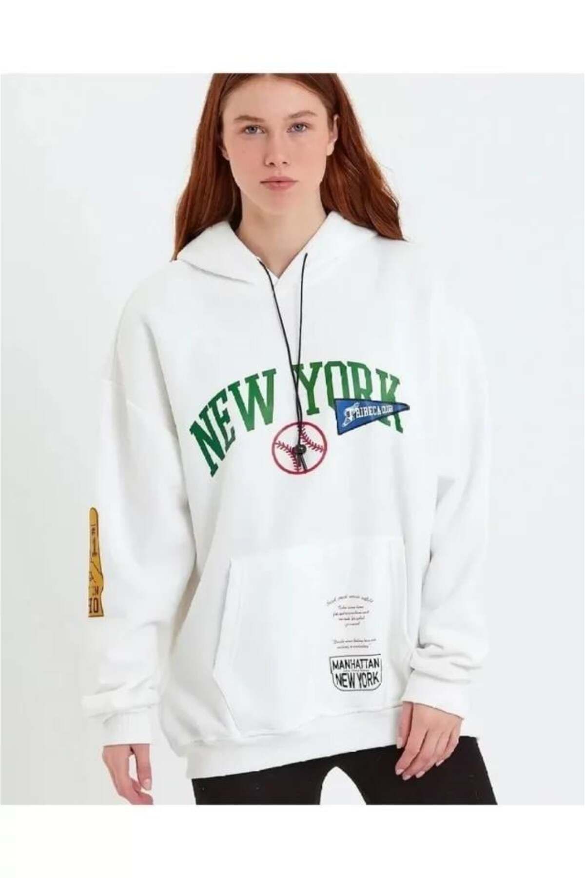 modamtn Baskılı Kapüşonlu Sweatshirt - Beyaz