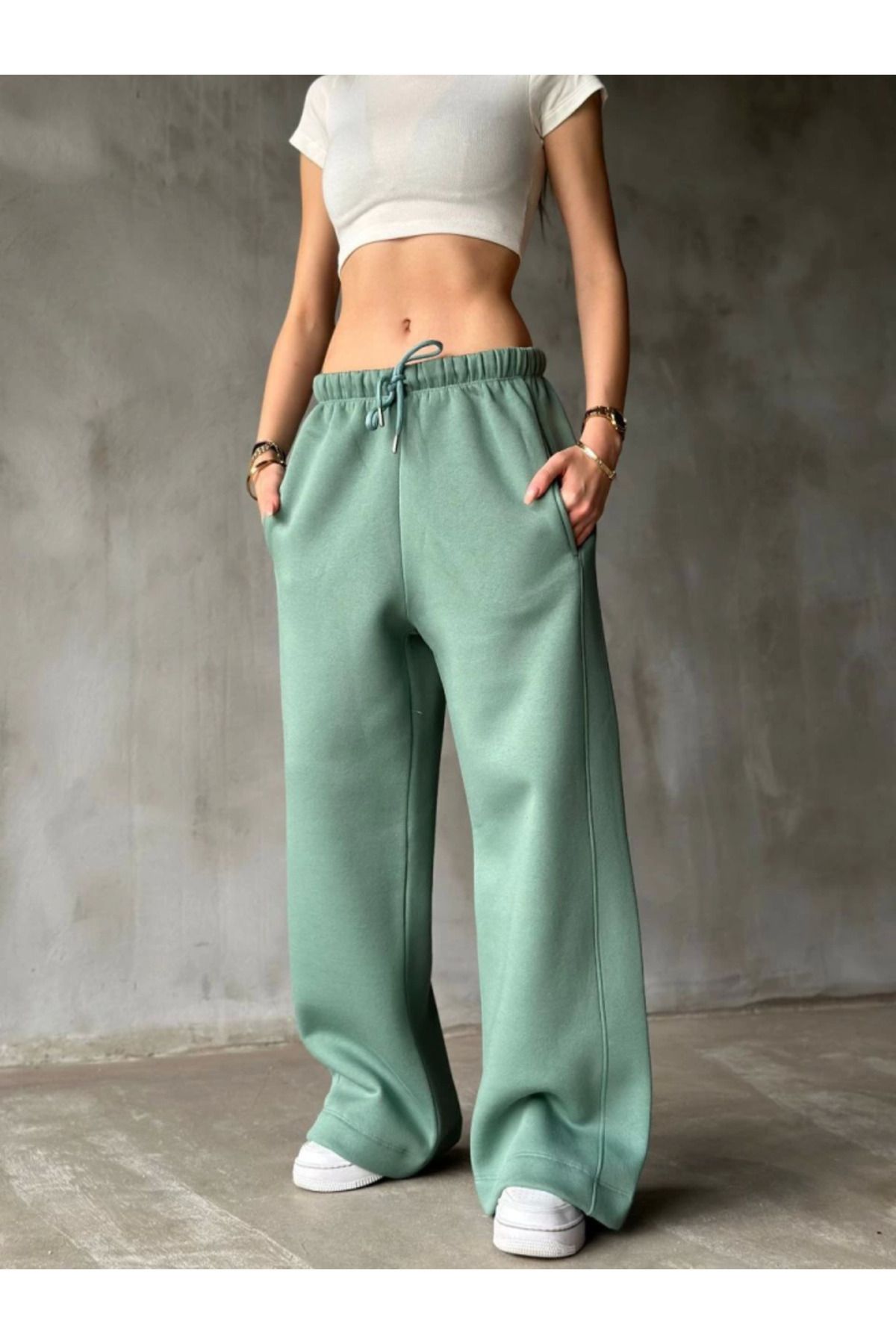 modamtn Palazzo Bol Paça Eşofman Pantolon - Yeşil