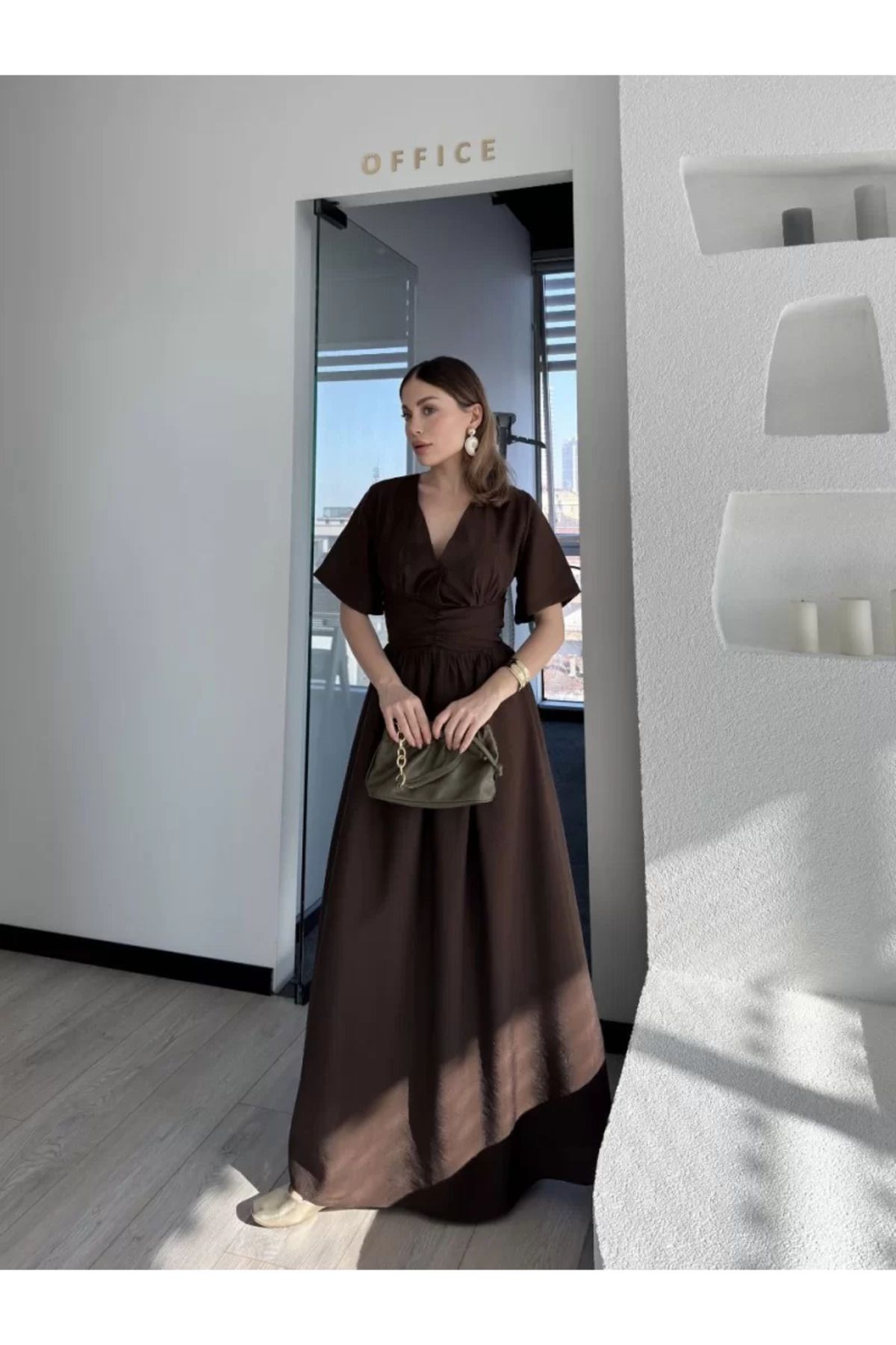 ruum fashions Kısa Kollu Uzun Elbise