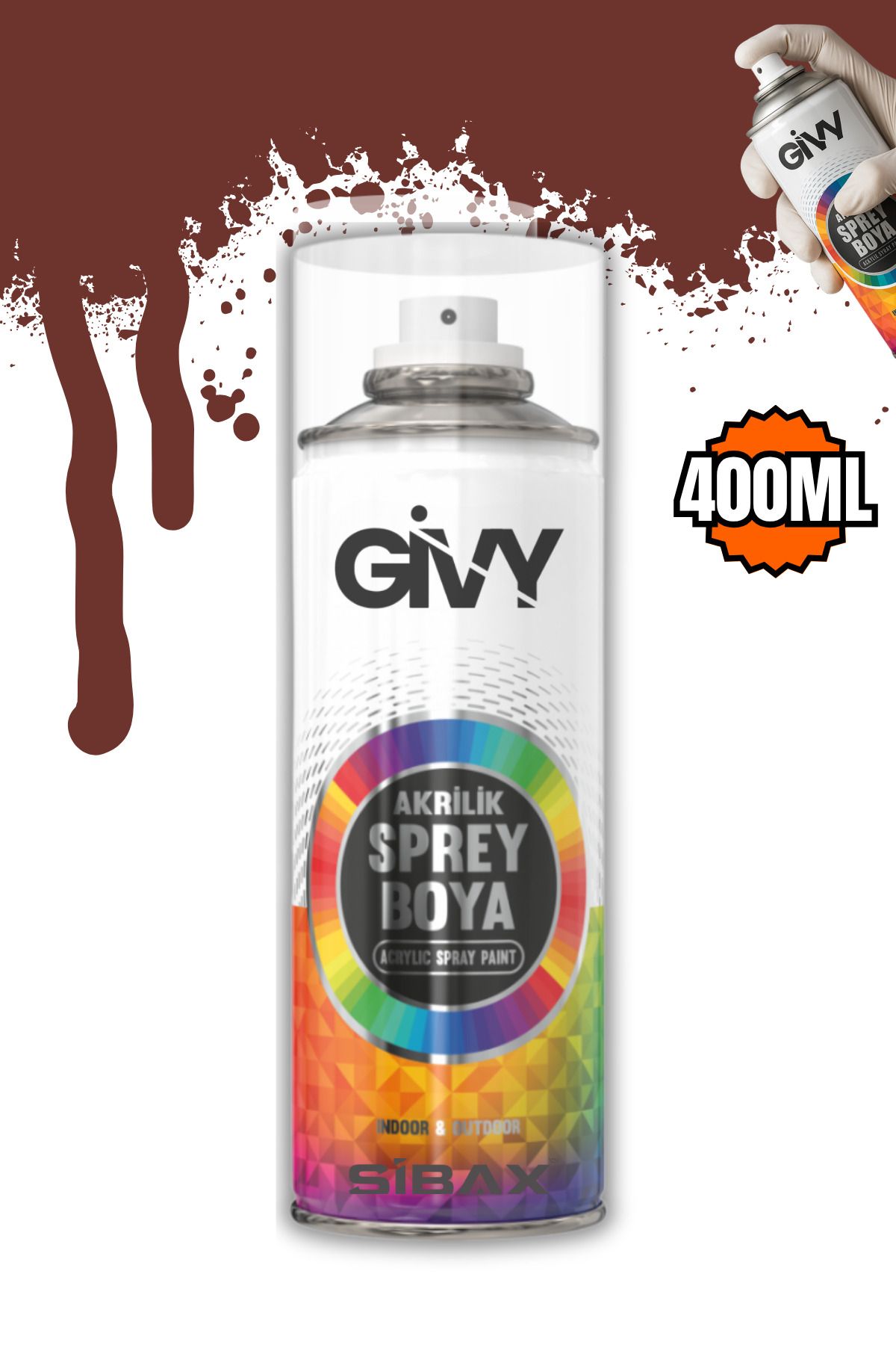GİVY Akrilik Sprey Boya Oksit Kırmızı RAL 3009 400 ml