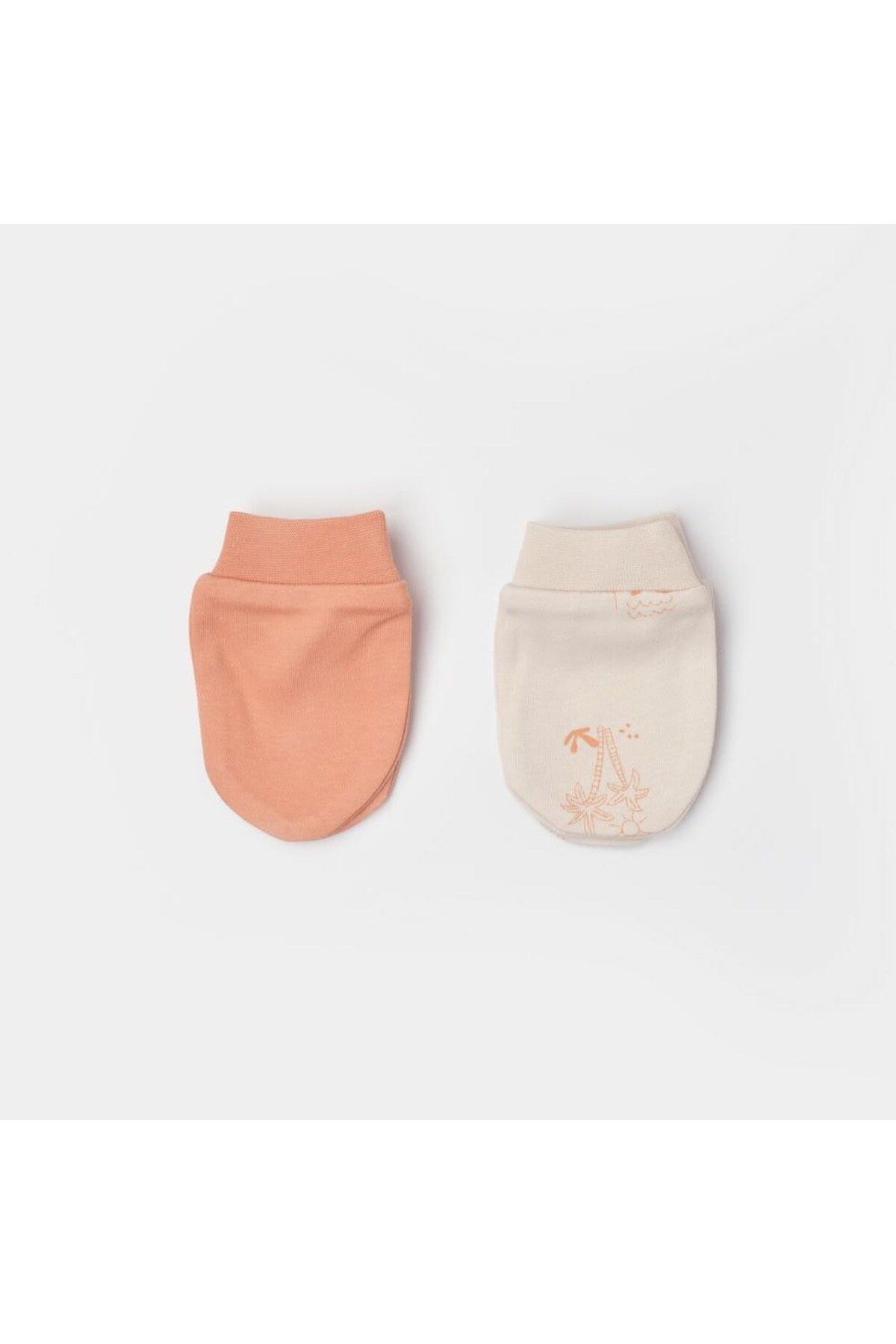 MBB ETİCARET Bibaby Biorganic Hello Safari 2'Li Bebek Eldiven 72224 Ekru Kiremit