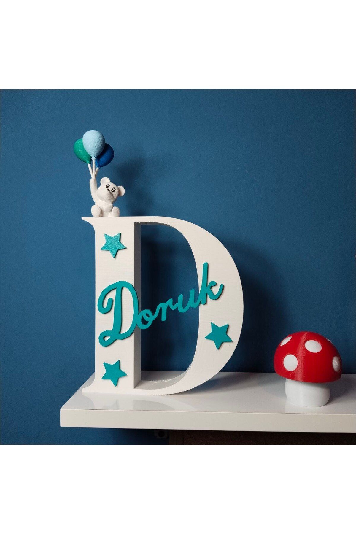 OEM İsme Özel Balonlu ayıcıklı Bebek Ve Çocuk Odası 3D Harf Kapı Süsü Isimlik Bebek Kapı Süsü