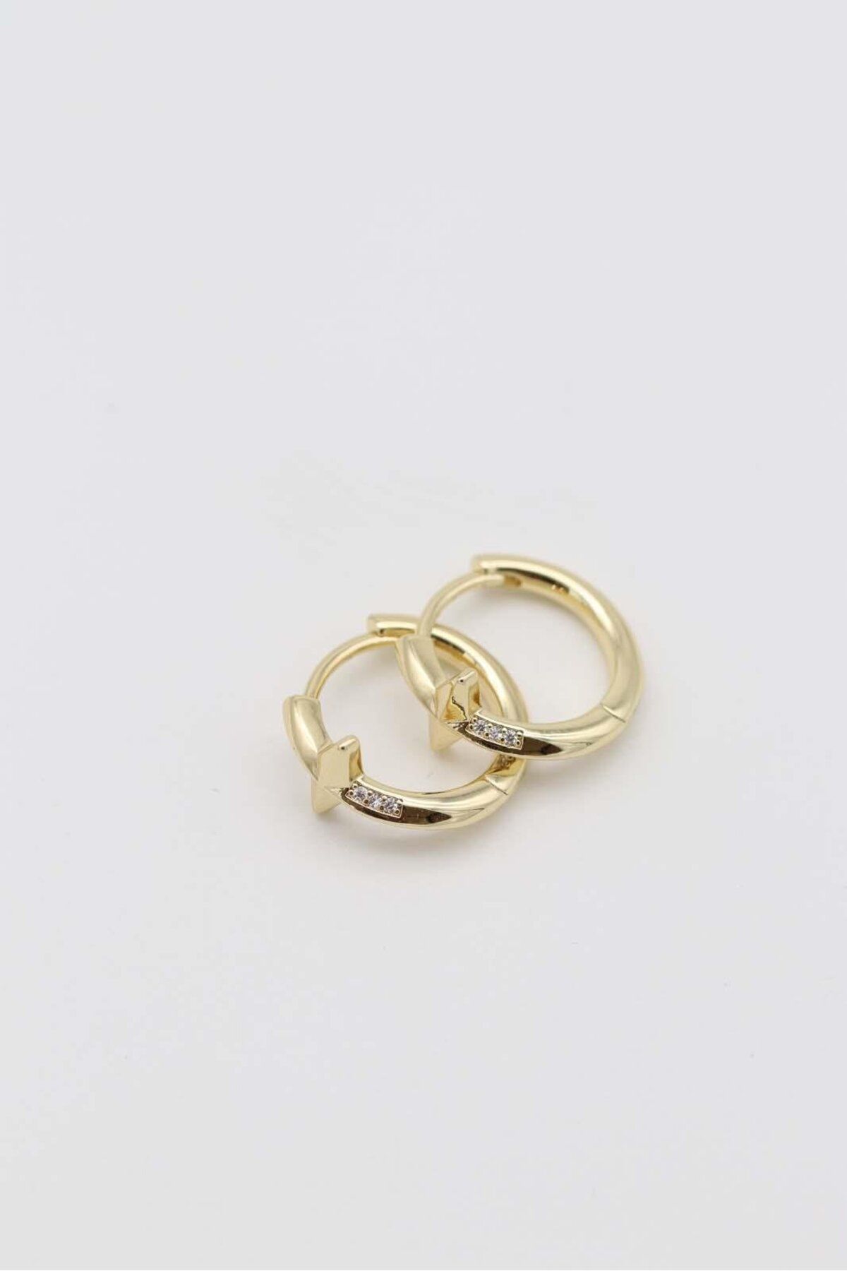 SİMİ TAKI VIP 14k Gold Taşlı Küpe(17mm)