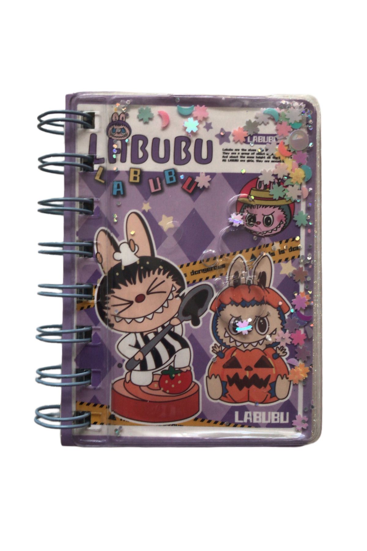 AurorAccessory Labubu Figür Sulu Renkli Simli Mini Not Defteri 72 Yaprak 7*10 cm 001D