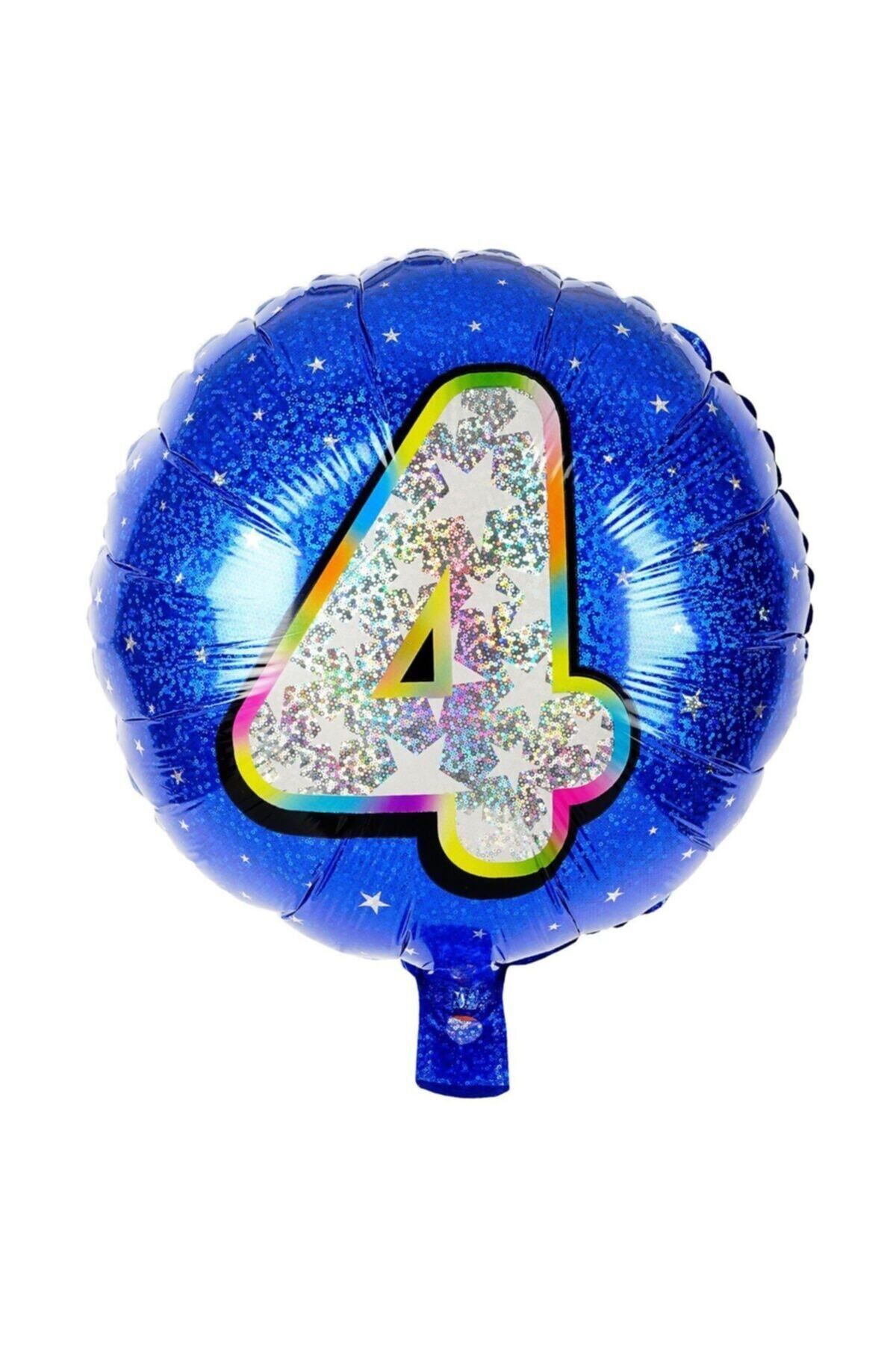 ikm balon Festival Lazer Baski Dünyası Yuvarlak Folyo Rakam Balon Mavi 4