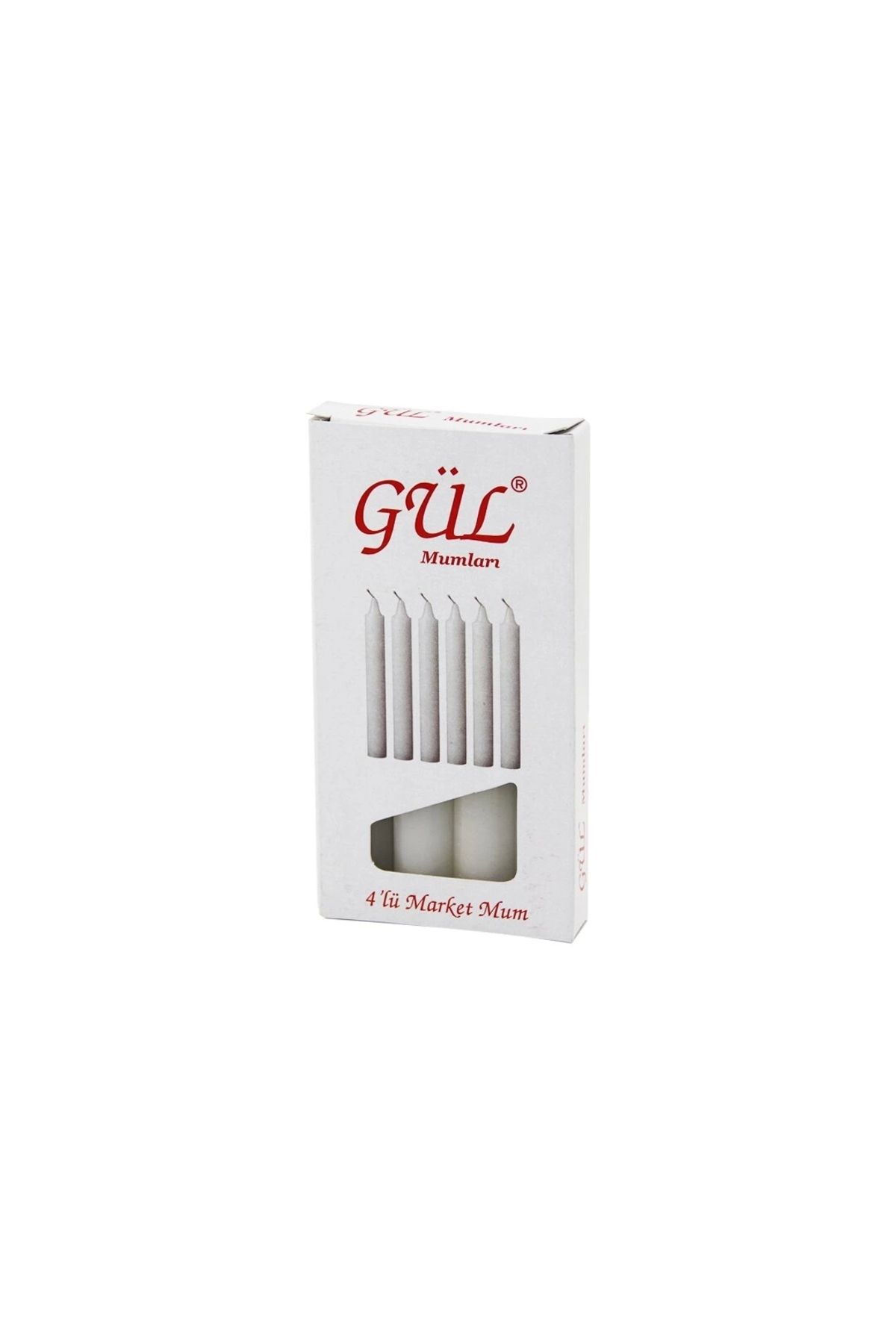 mtm My The Mall 4pcs - İnce Çap=1.6cm - Uzunluk=12cm Beyaz Klasik Market Mum