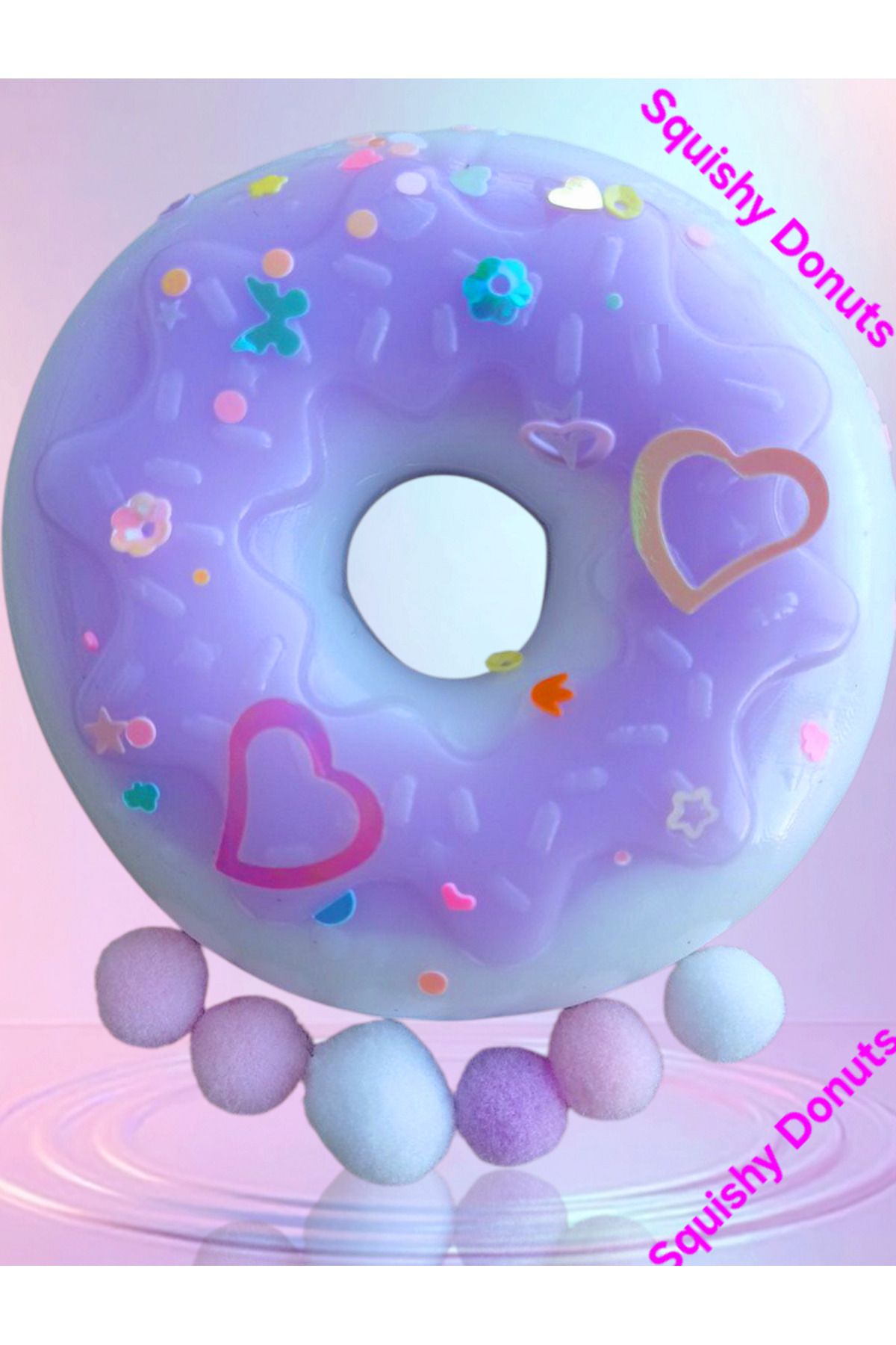 OYUNCAKSAHİLİ Fufu Squishy Donut Çörek Esnek Sukuşi Oyuncak Skuşi Boncuk Aksesuarlı Mor Purple