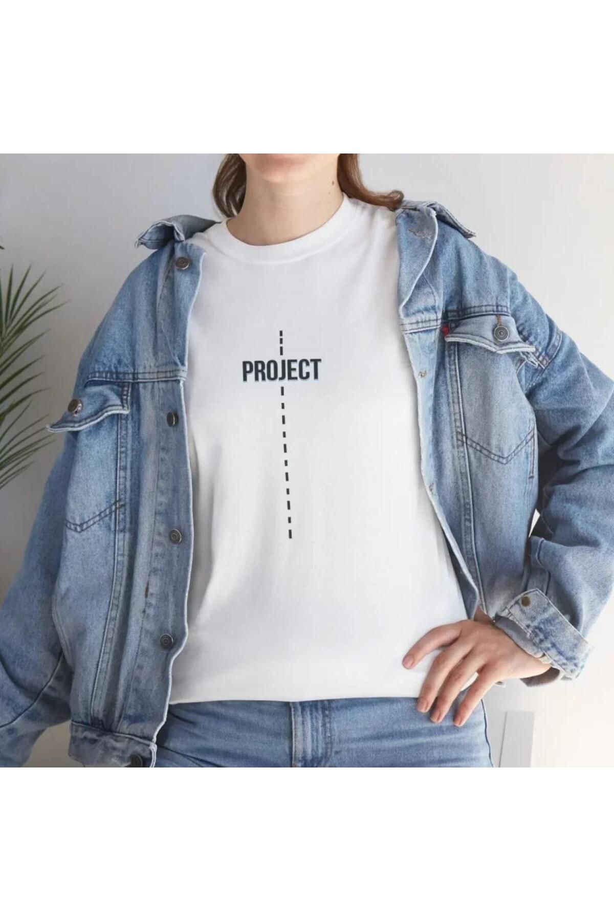 modamtn Unisex Bisiklet Yaka Baskılı T-Shirt - Beyaz