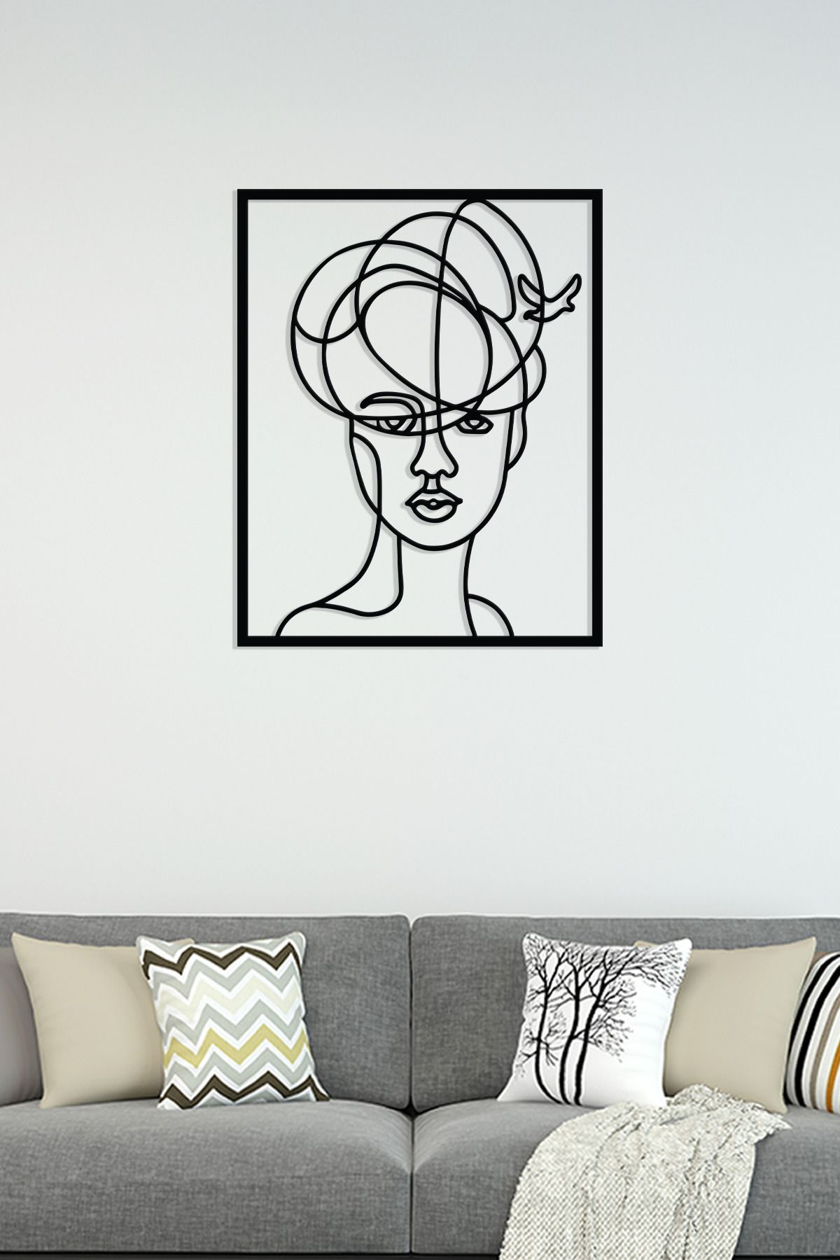 cncrafft Soyut Kadın Figürü Metal Tablo – Modern Line Art Duvar Dekoru