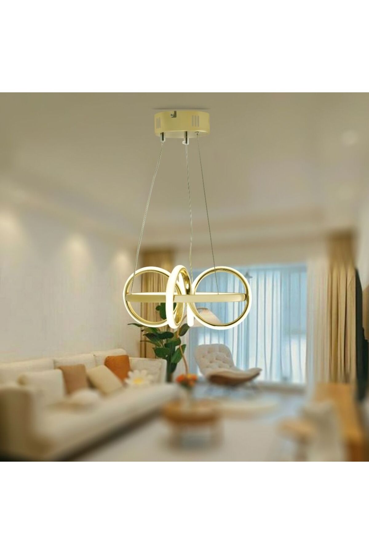 TT AYDINLATMA TT003-SR-GÜNIŞIĞI TT Aydınlatma GÜN IŞIĞI LED Sarmal Modeli Gold Sarı Kaplama Led Avize