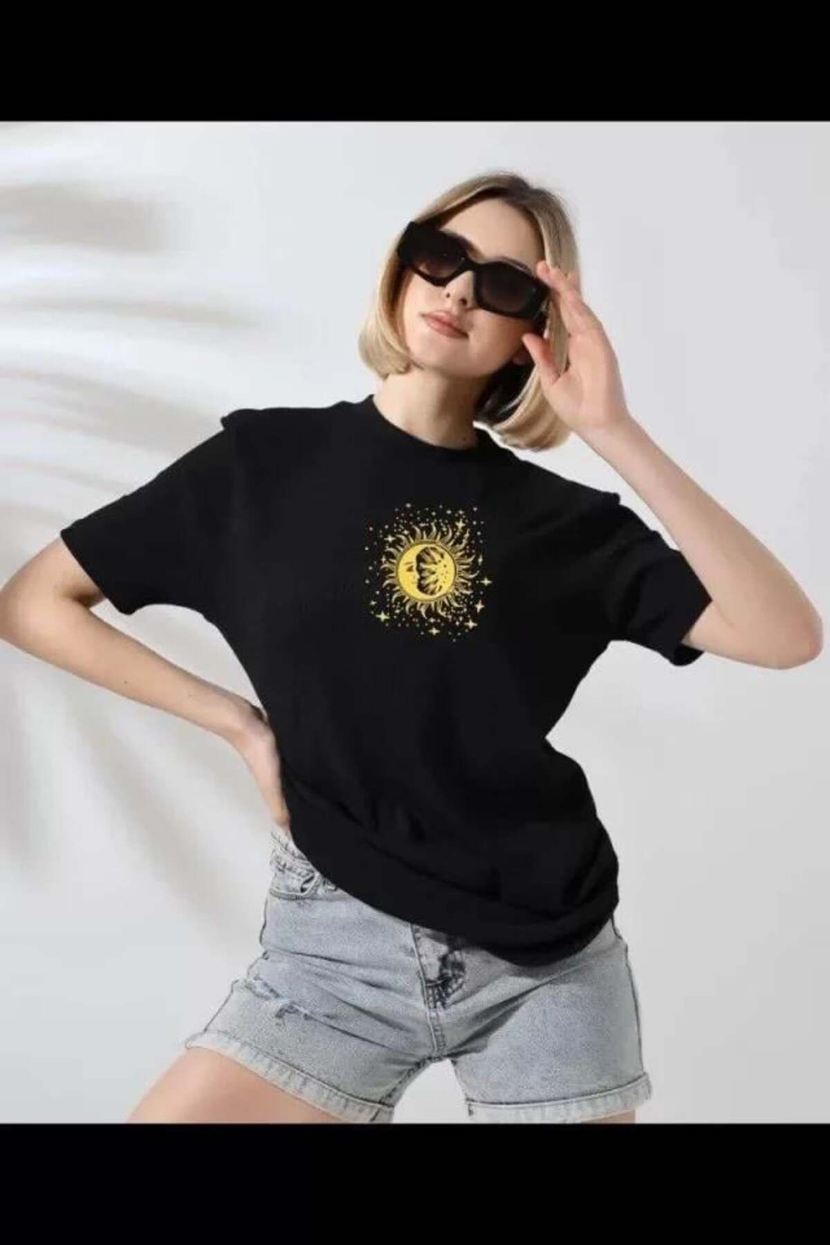 modamtn Unisex Bisiklet Yaka Baskılı T-Shirt - Siyah
