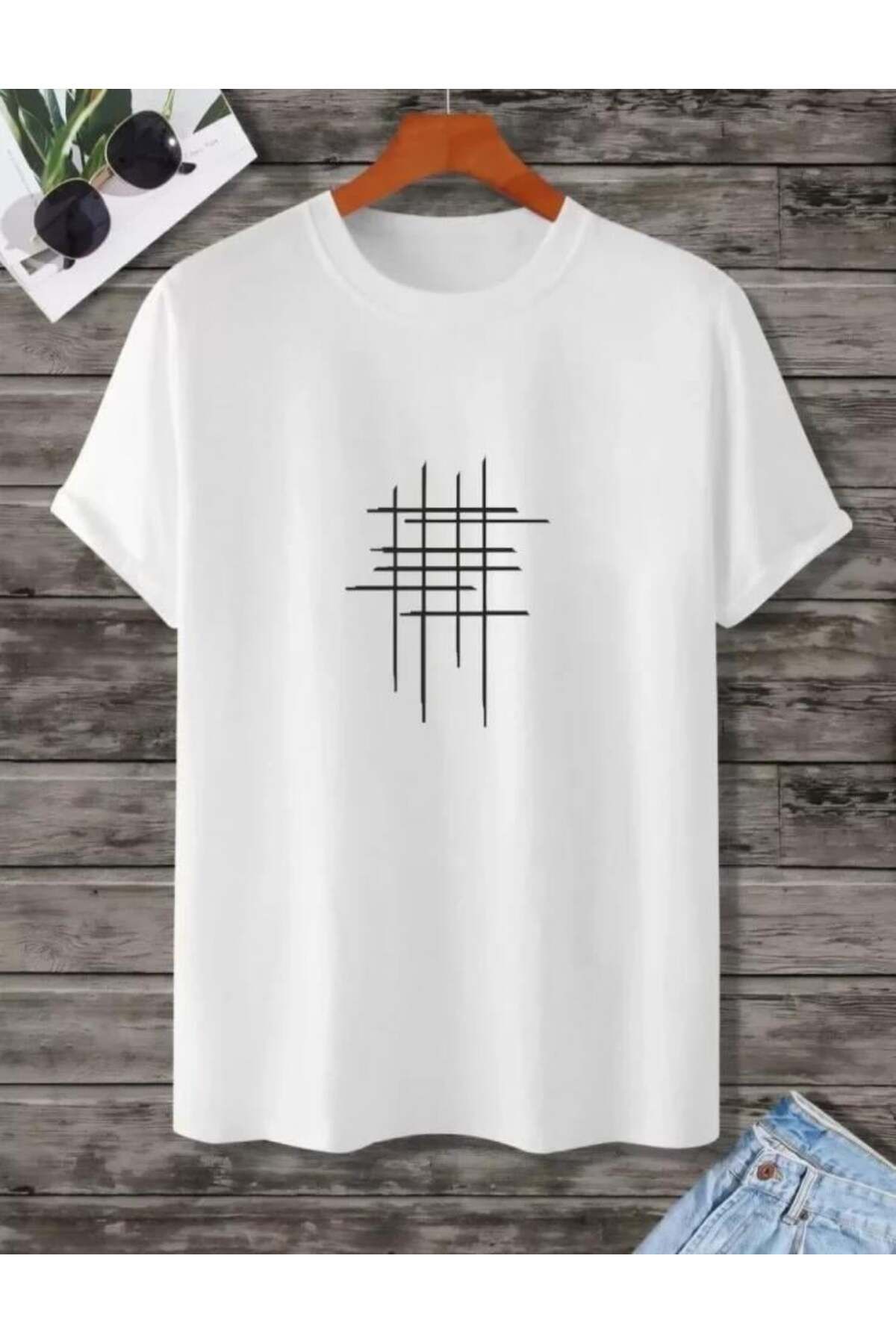 modamtn Unisex Baskılı Oversize T-Shirt - Beyaz
