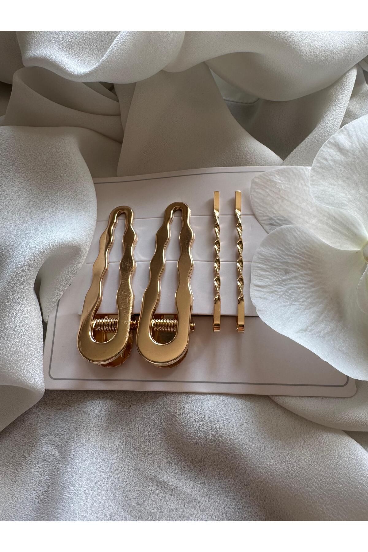 RİSE Gold tel tokalı sac tokası seti