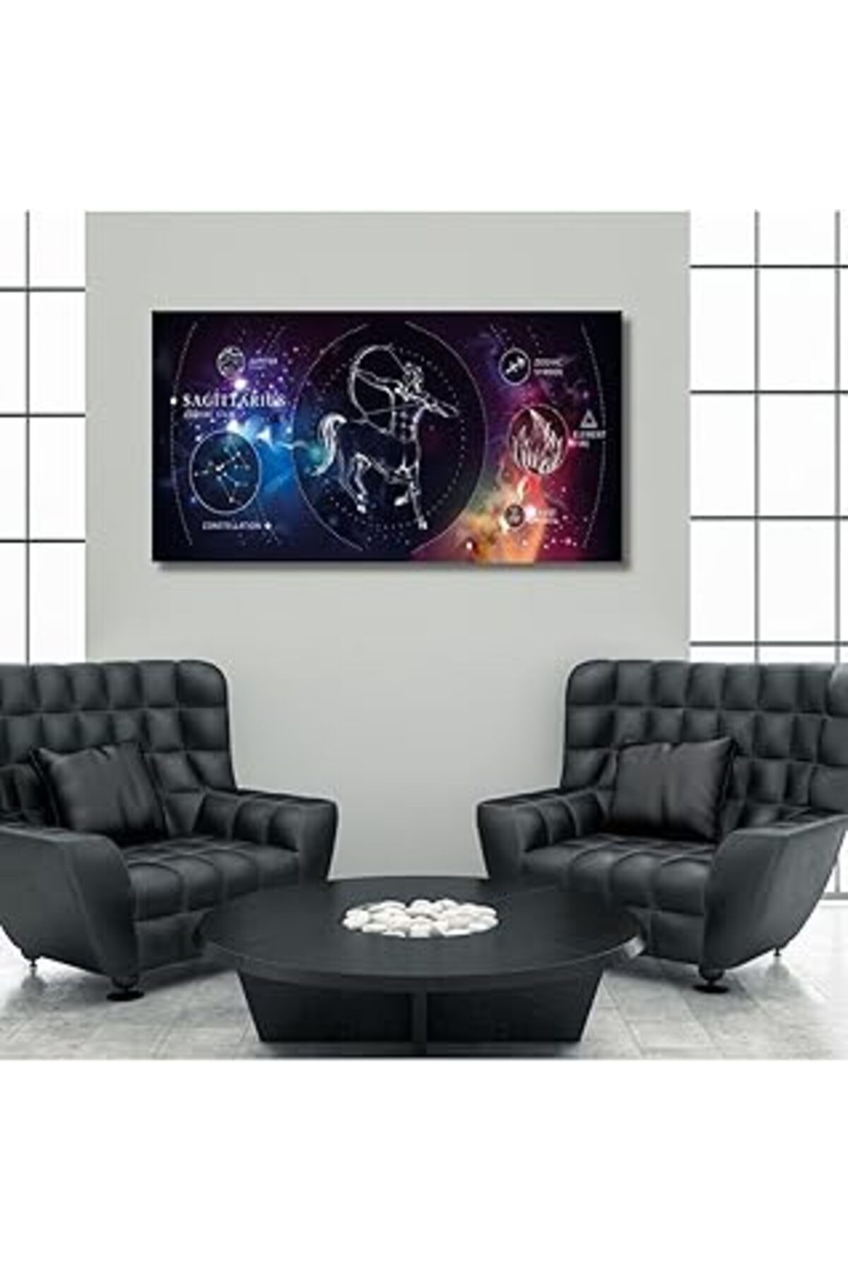 Pazarcan Gaagart Panoramik Kanvas Astroloji Zodiac Yay Burç Özellikleri Tablo, 120 X 60