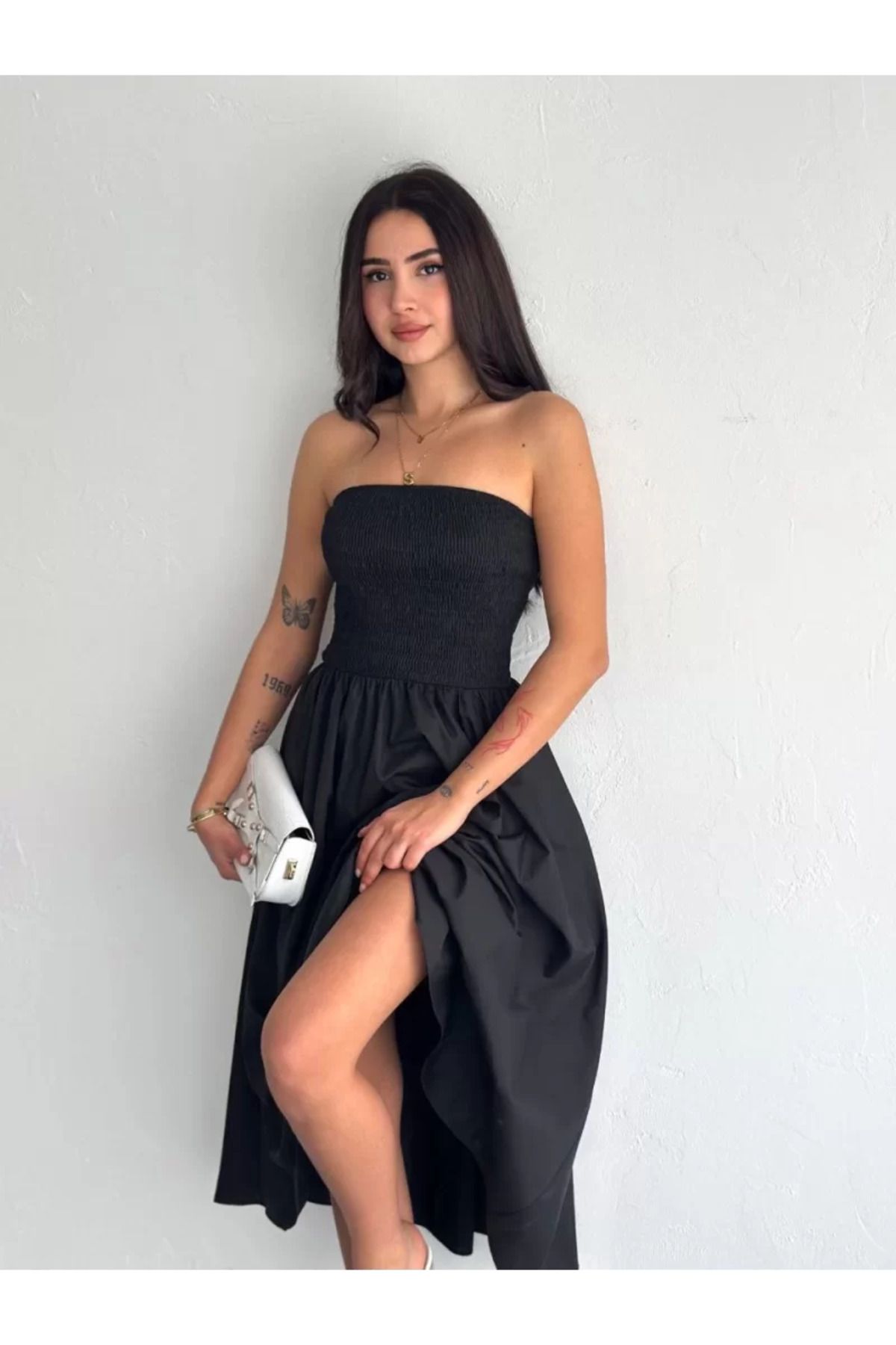 ruum fashions Straplez Pileli Elbise