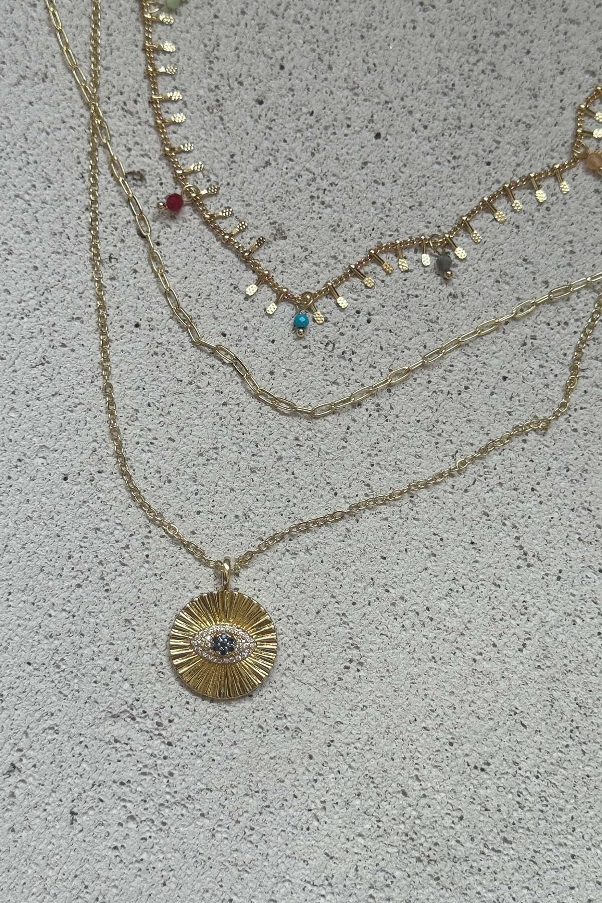 AMORE.İST STORE 3 lü Birleşik Çiçek Göz Kolye