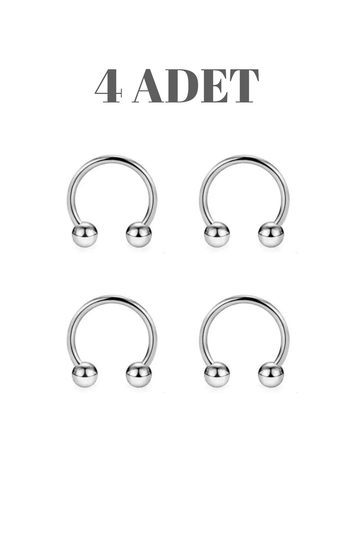 Blisse Piercing 4 Adet Cerrahi Çelik Piercing | Tragus Helix Kıkırdak Septum Burun Dudak Uyumlu