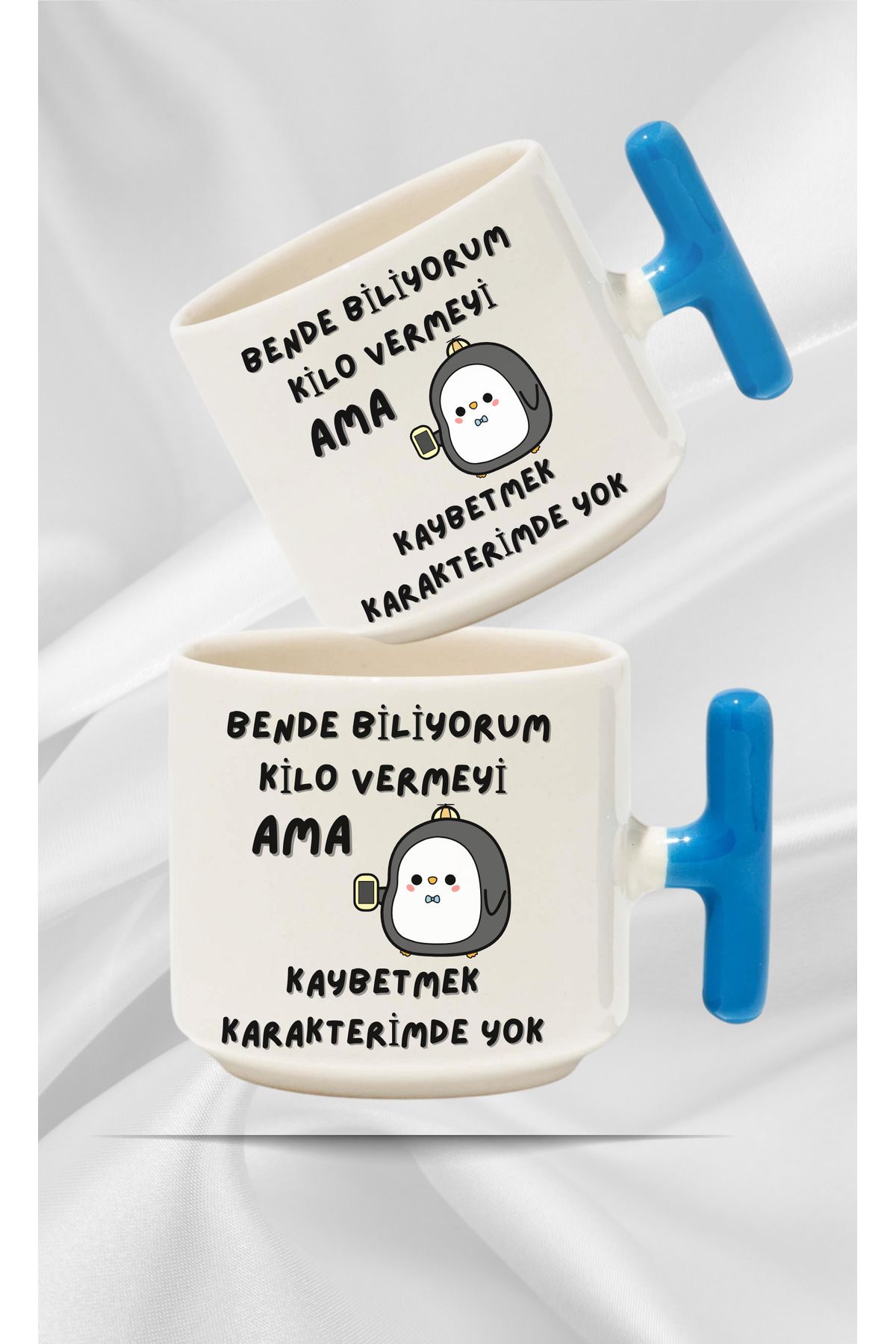 Store 🐧 "Bende Biliyorum Kilo Vermeyi" Esprili Kupa Bardak | Mizahi Hediye Fincan