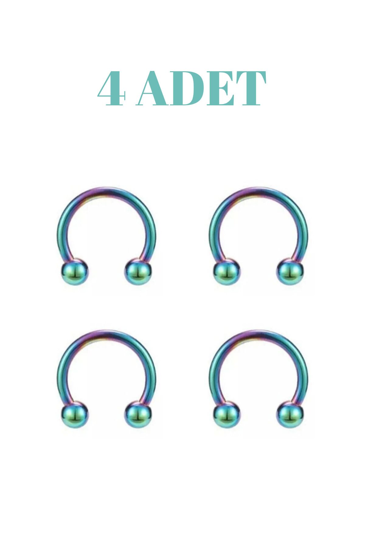 Blisse Piercing 4 Adet Cerrahi Çelik Piercing | Tragus Helix Kıkırdak Septum Burun Dudak Uyumlu