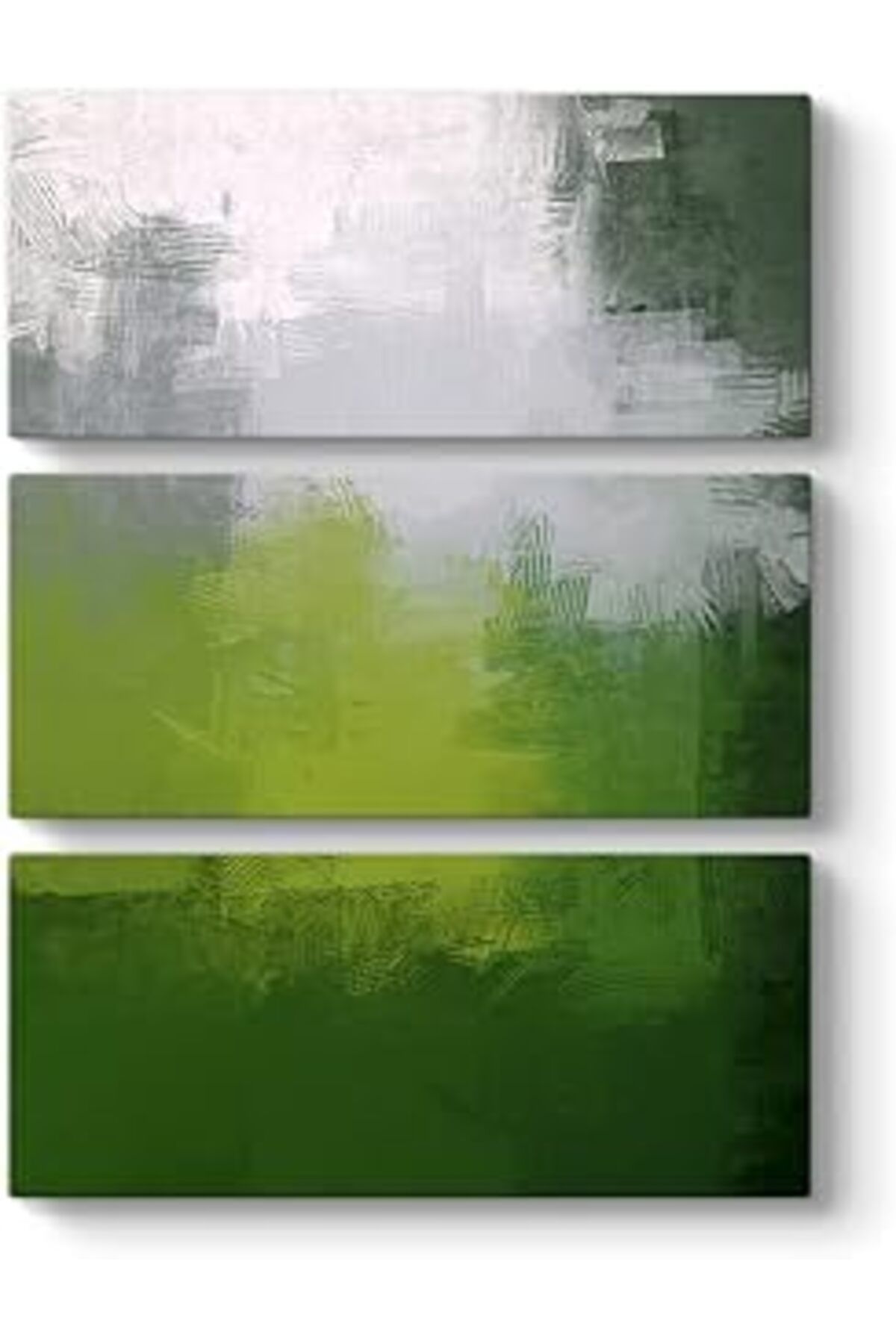 NETWORK ART Tabloshop Yeşil Ve Gri Soyut Kanvas Tablo 70 X 96-3 Parçalı