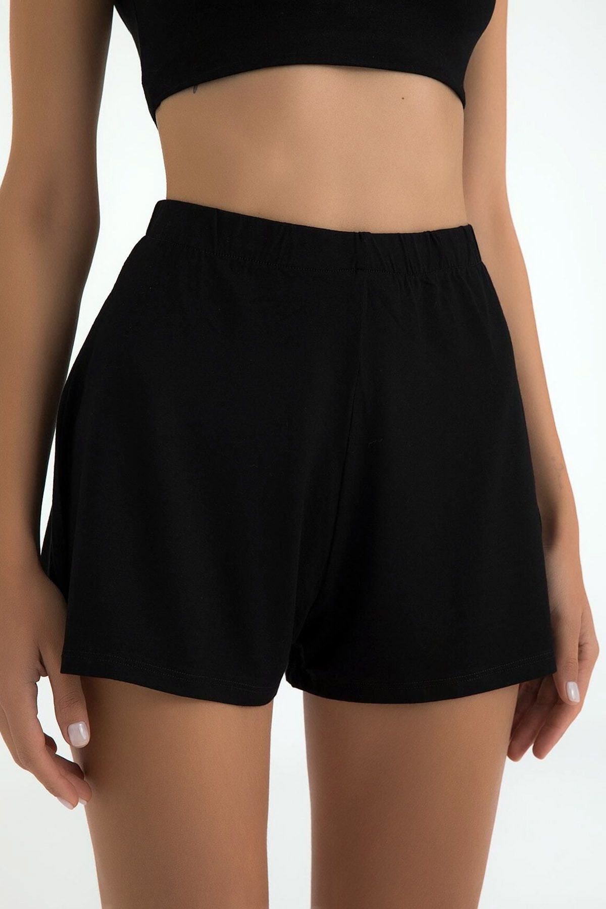 Ottawe Relaxed Fit Rahar Beli Lastikli Normal Belli Ultra soft Kumaş Bol Paça Tarz Casual Şort