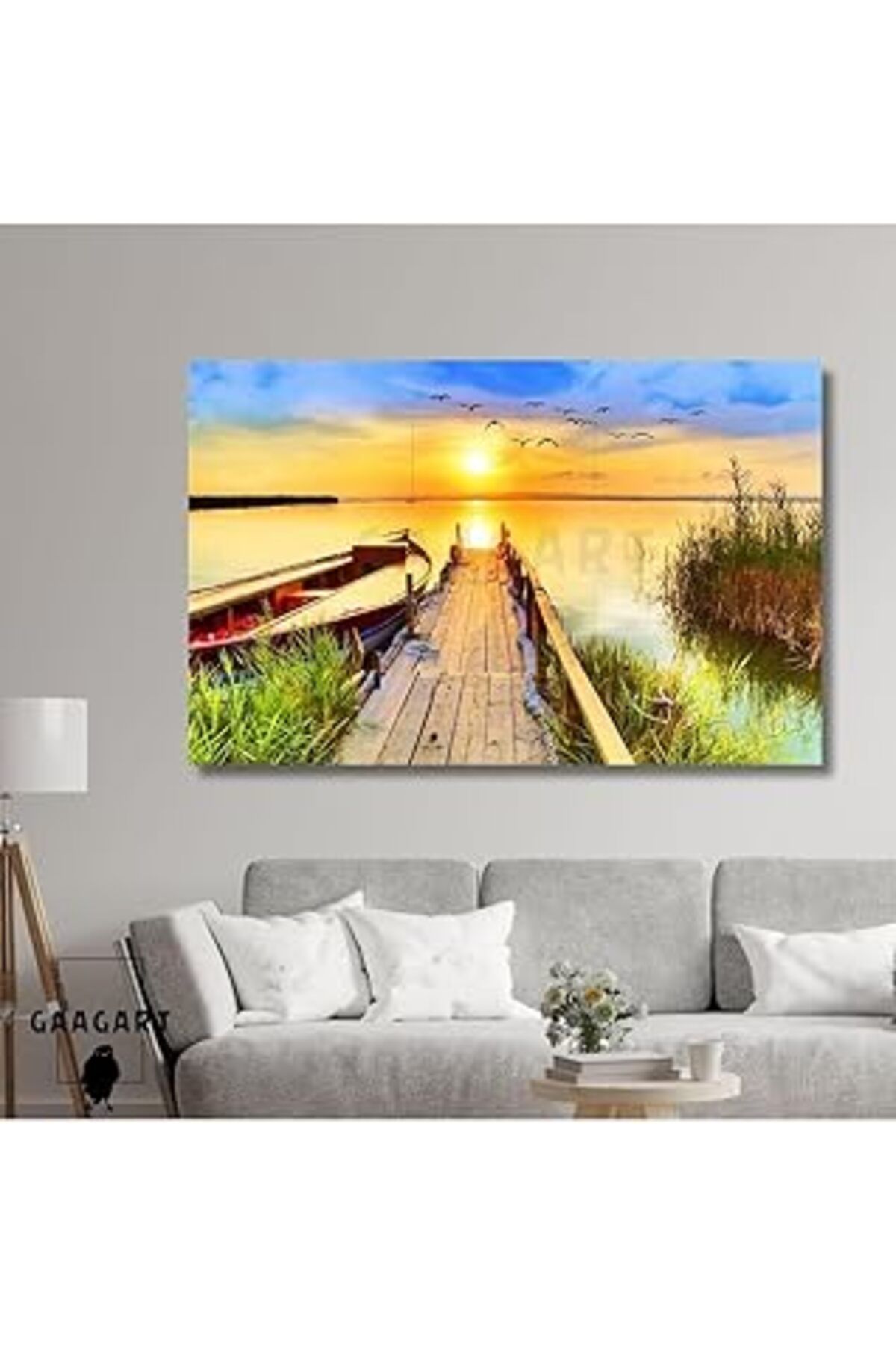 Pazarcan Gaagart Tekli Yatay Kanvas Duvar Tablosu Tahta İskele Ve Göl Manzarası, 100 X 70