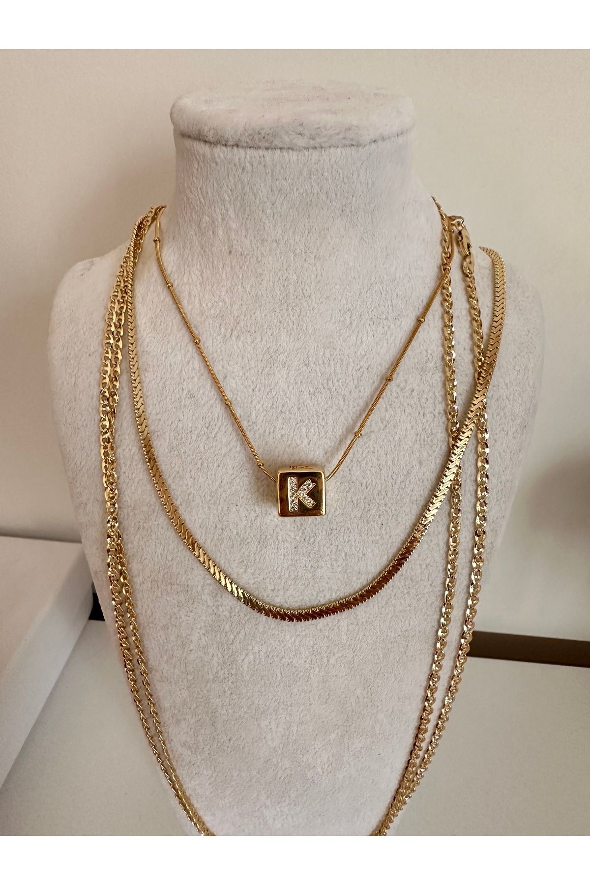 shop Çelik K harfi kolye paslanmaz