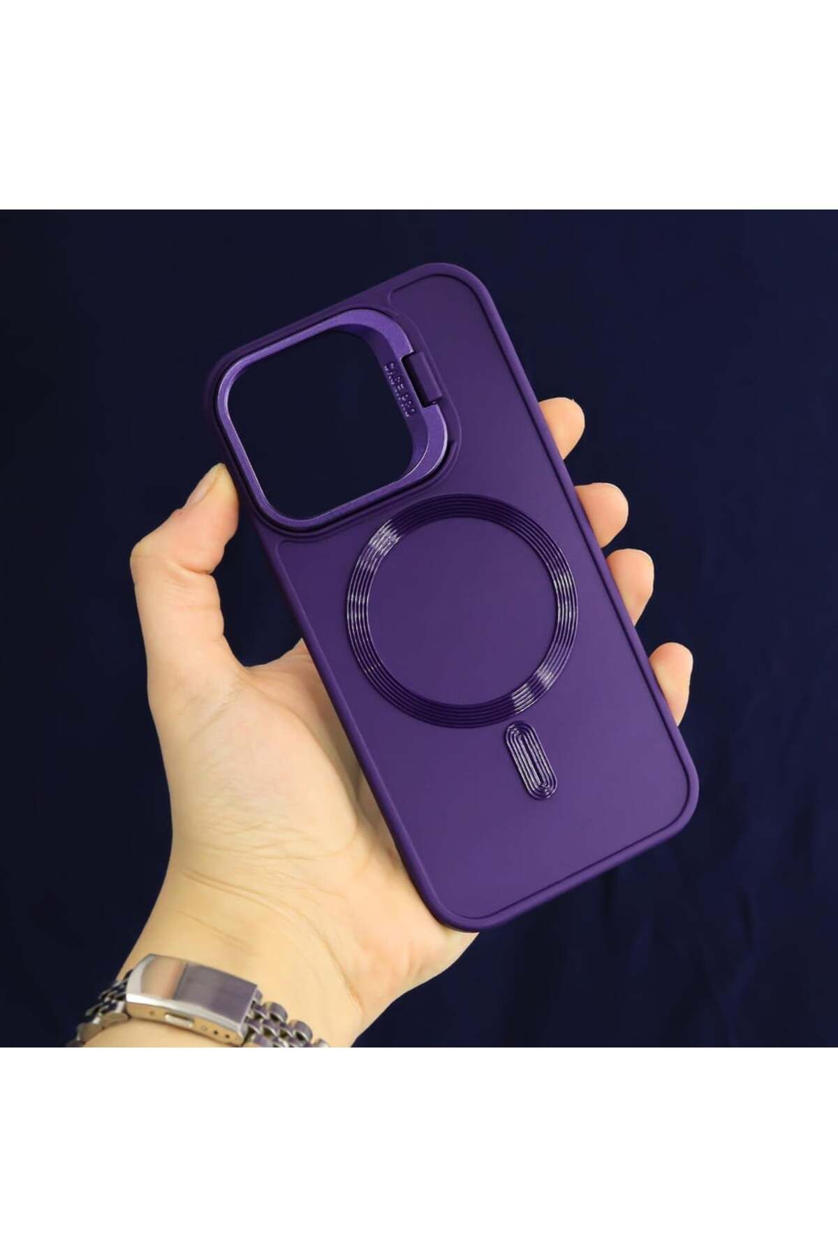 Case&Case iPhone 13 Pro Max Uyumlu Standlı Silikon Yumuşak Magsafe Kılıf