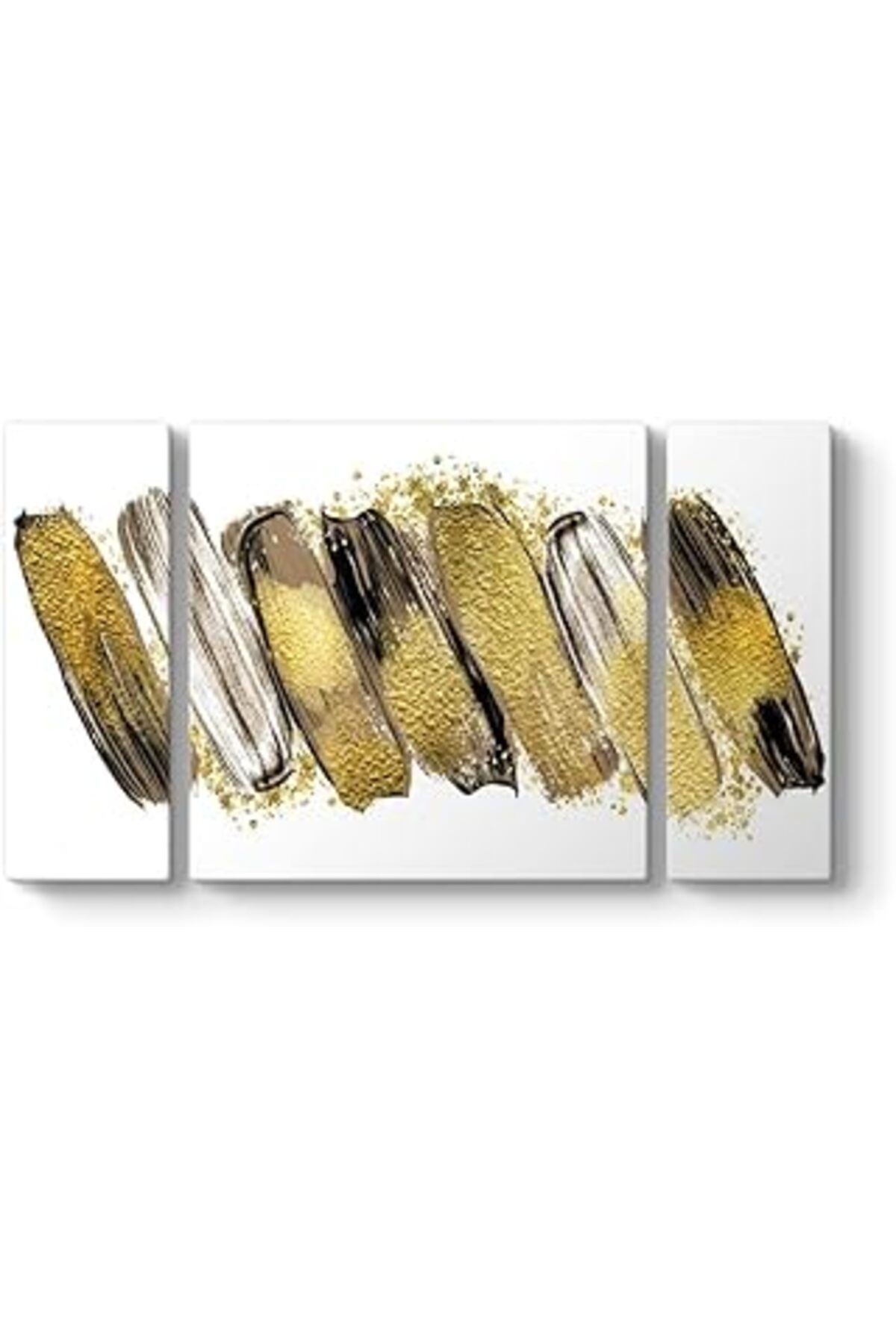 NETWORK ART Tabloshop Gold Fırça Darbeleri Tablo 126 X 70-3 Parçalı