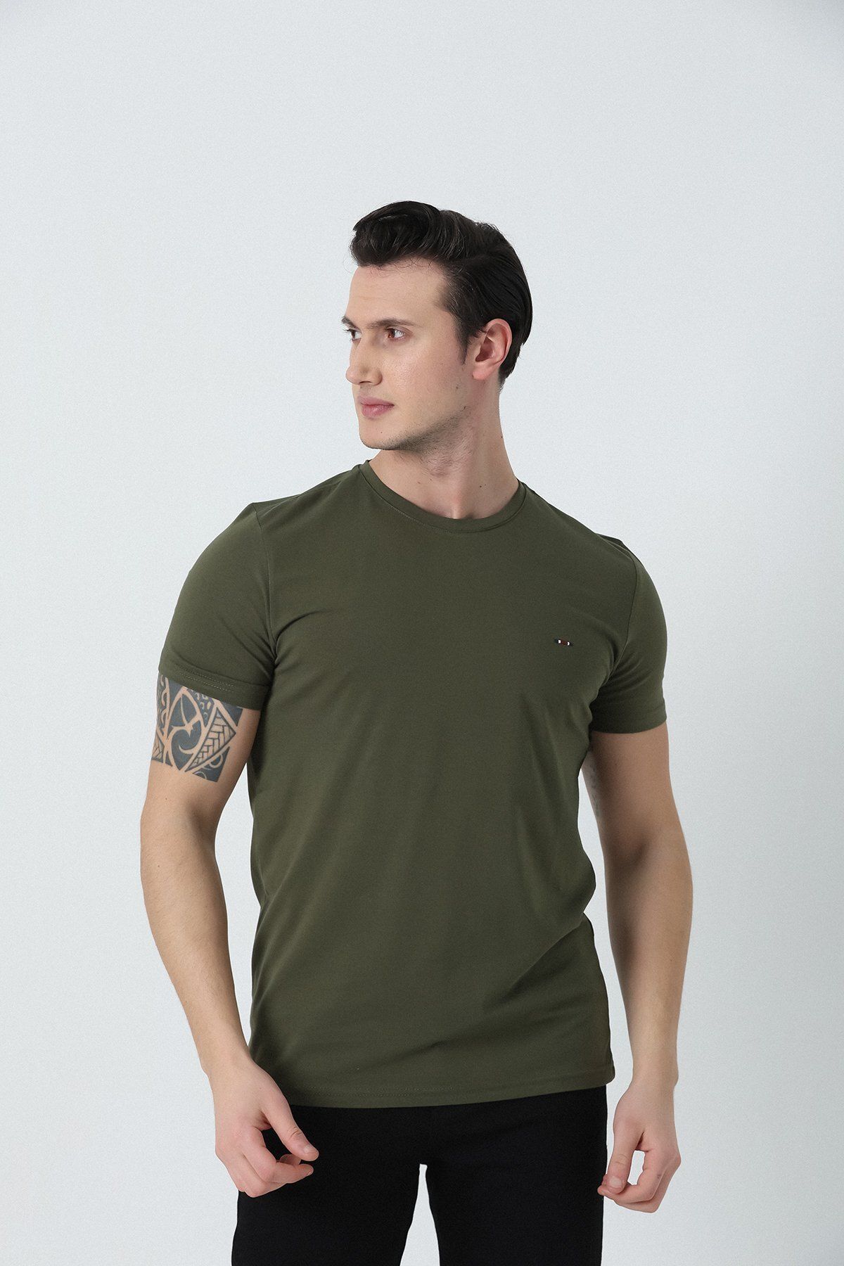 Brothers ERKEK BİSİKLET YAKA LOGO NAKIŞLI BASIC LİKRA SÜPREM T-SHIRT