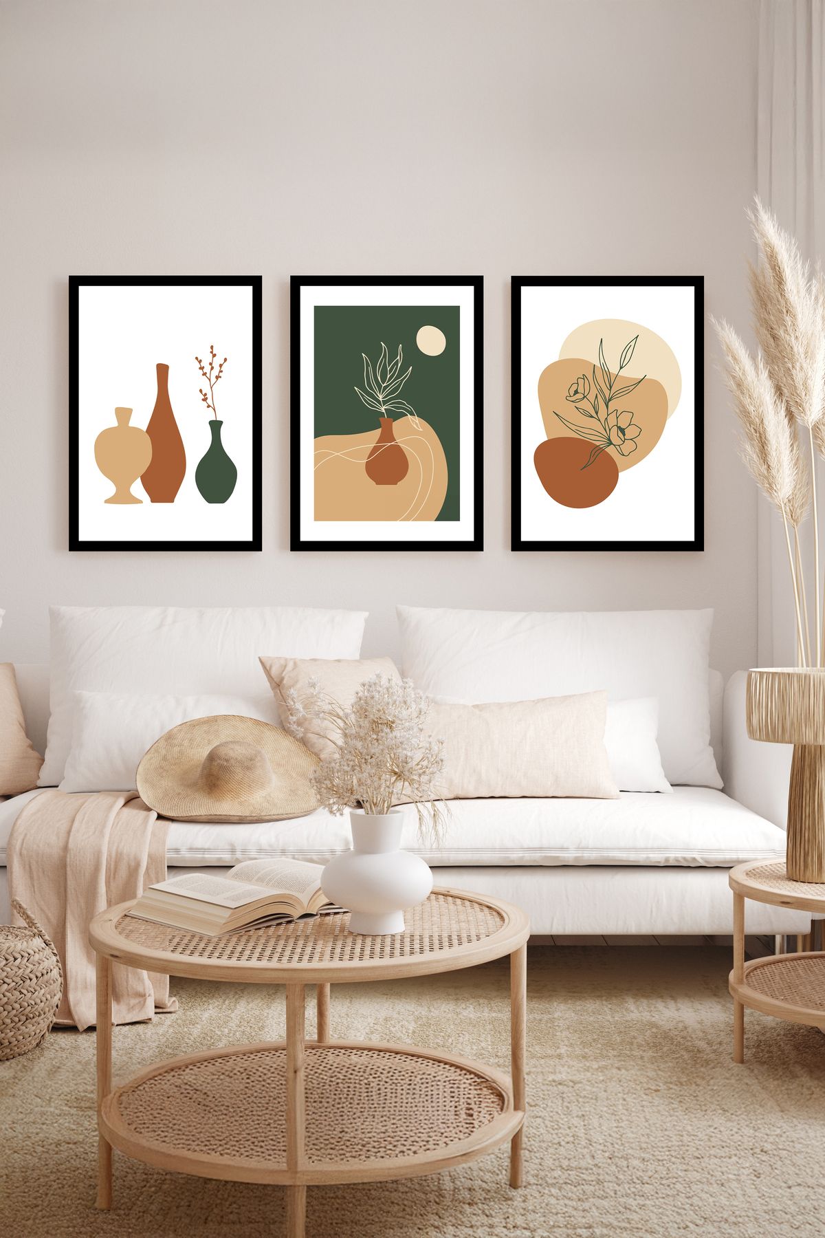 artflow 3 Parça Çerçeve Görünümlü Mdf Tablo Seti