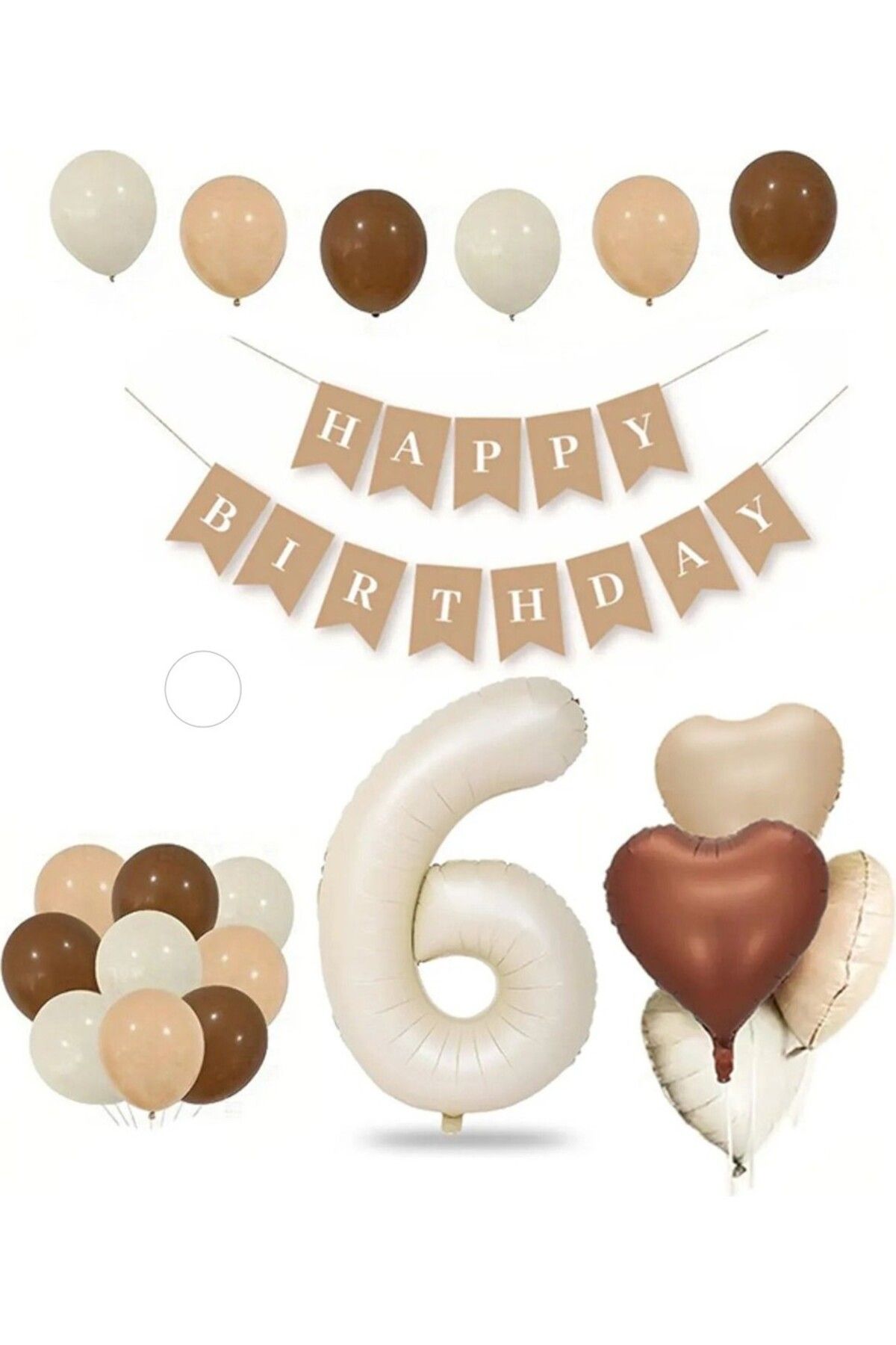 Papatya Party Tüm Yaşlar Retro Doğum Günü Seti Krem Rakam Folyo Banner Kalp Folyo Balon