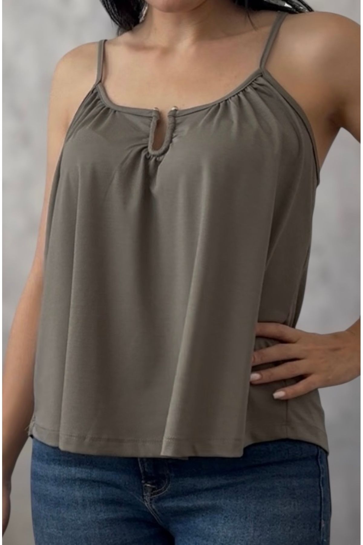PG GİYİM MODAL KUMAŞ YAKA AKSESUAR DETAYLI BLUZ-29565