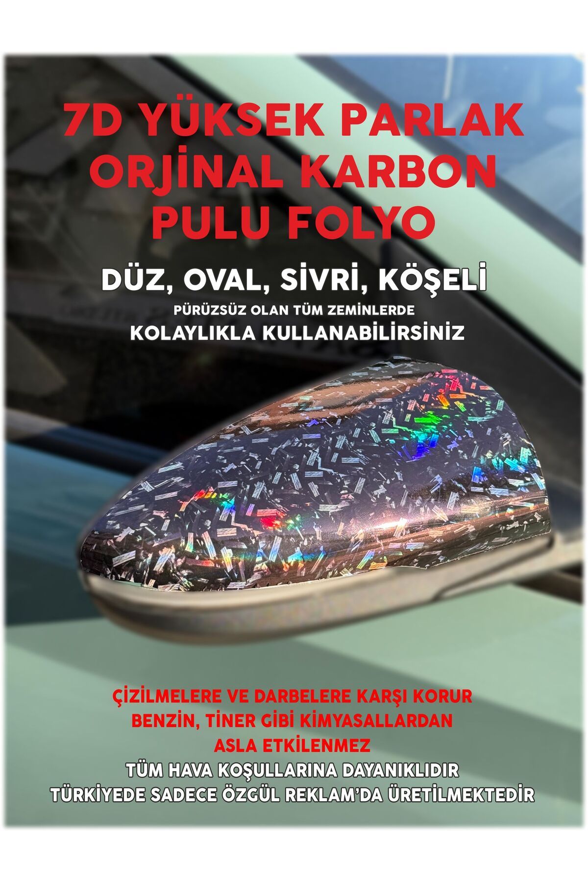ÖZGÜL REKLAM Yüksek Parlak Orijinal Karbon Fiber Hologram Folyo / 7D Karbon Fiber Hologram Folyo / 50x25 CM