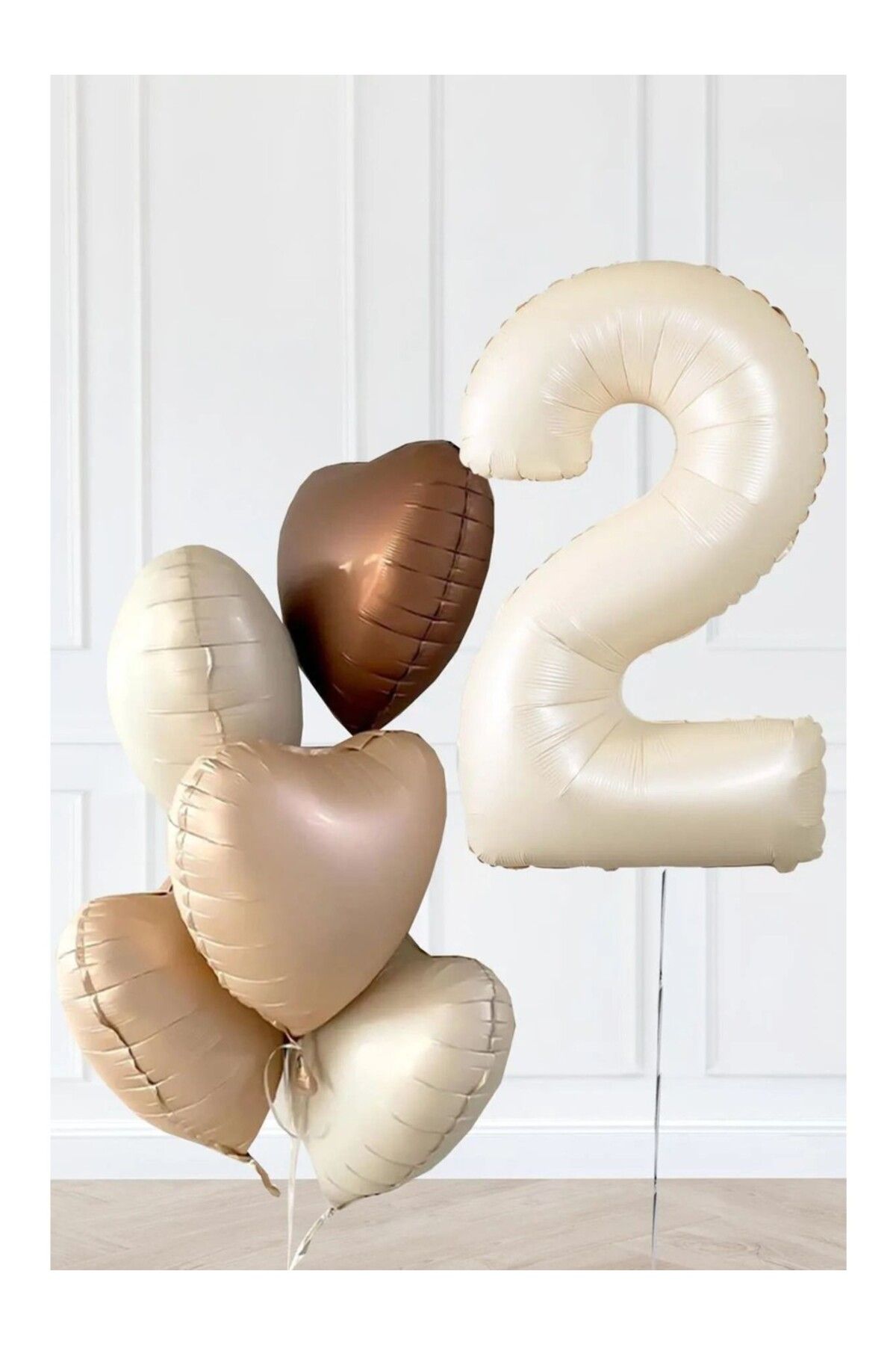 Papatya Party Yaş Temalı Retro Bej Yaş Balonlu Latte Bej Kahve Kalpli Retro Doğum Günü Yaş Balon Set