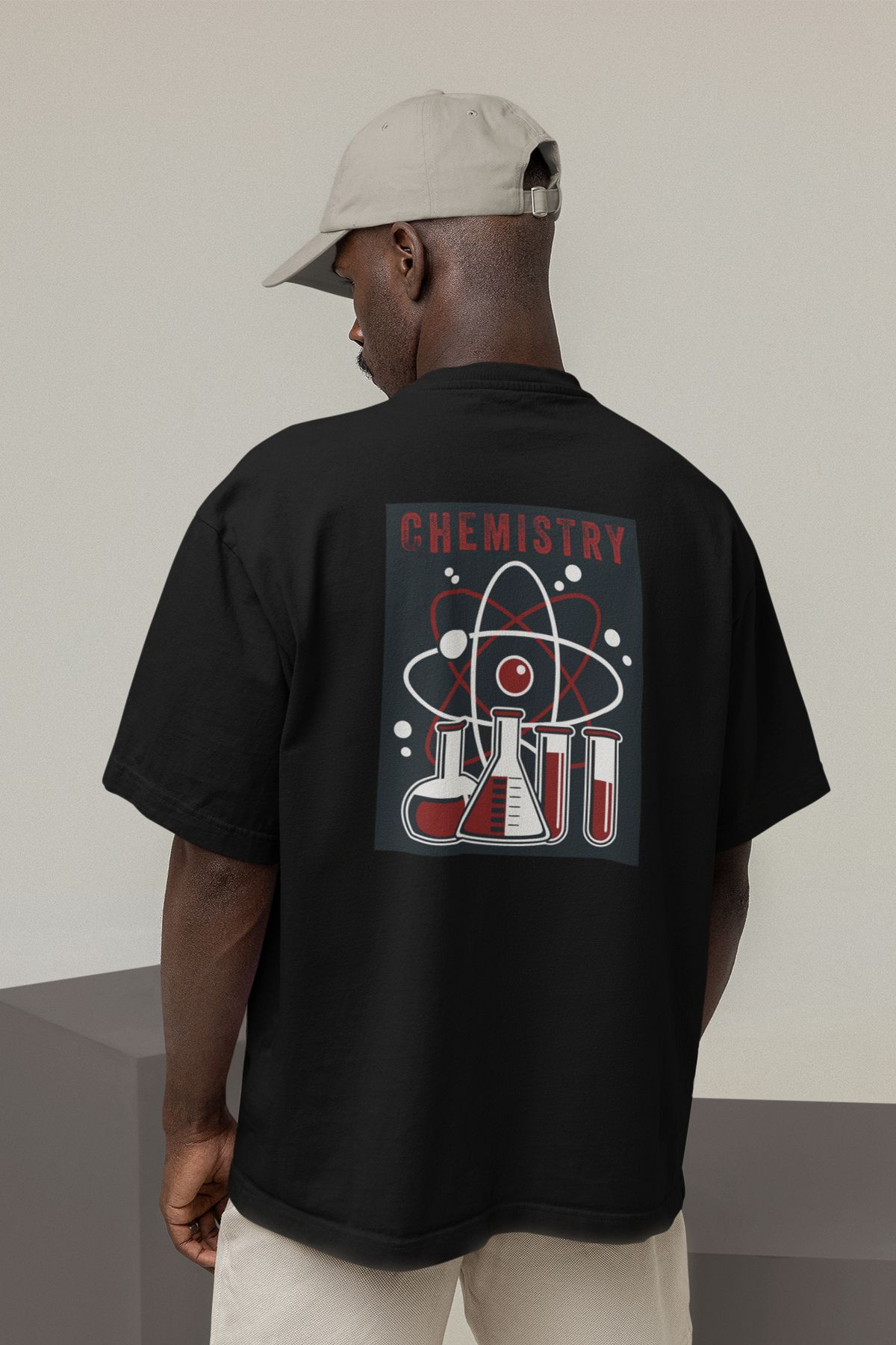 Uniquetex NUBENSE / KİMAS-21 - Oversize Unisex Kimya Baskılı Siyah Bisiklet Yaka T-shirt (Bilim Tişört)