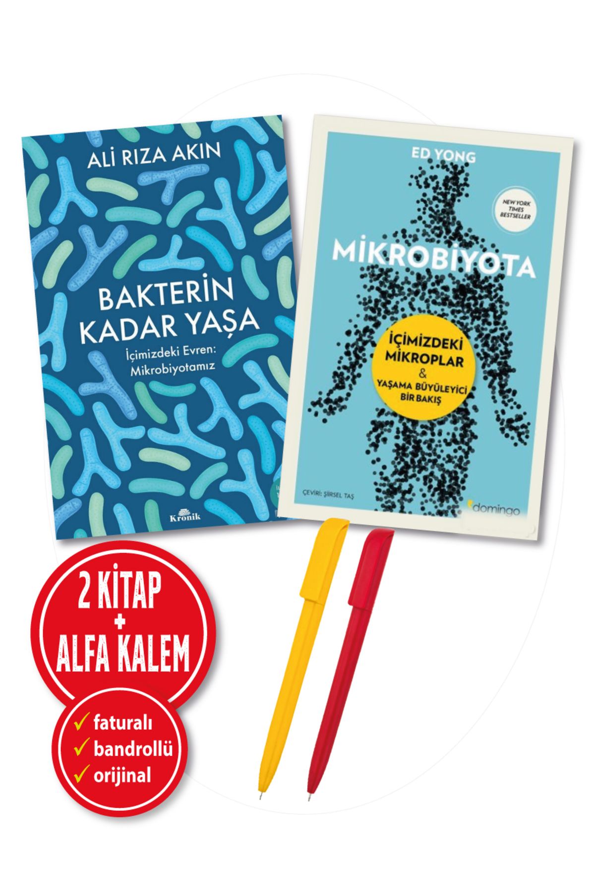 Kronik Kitap Alfa Kalem+ Ali Rıza Akın Ed Yong 2 Kitap (Bakterin Kadar Yaşa+Mikrobiyota) Sağlık YENİ Kronik Kitap